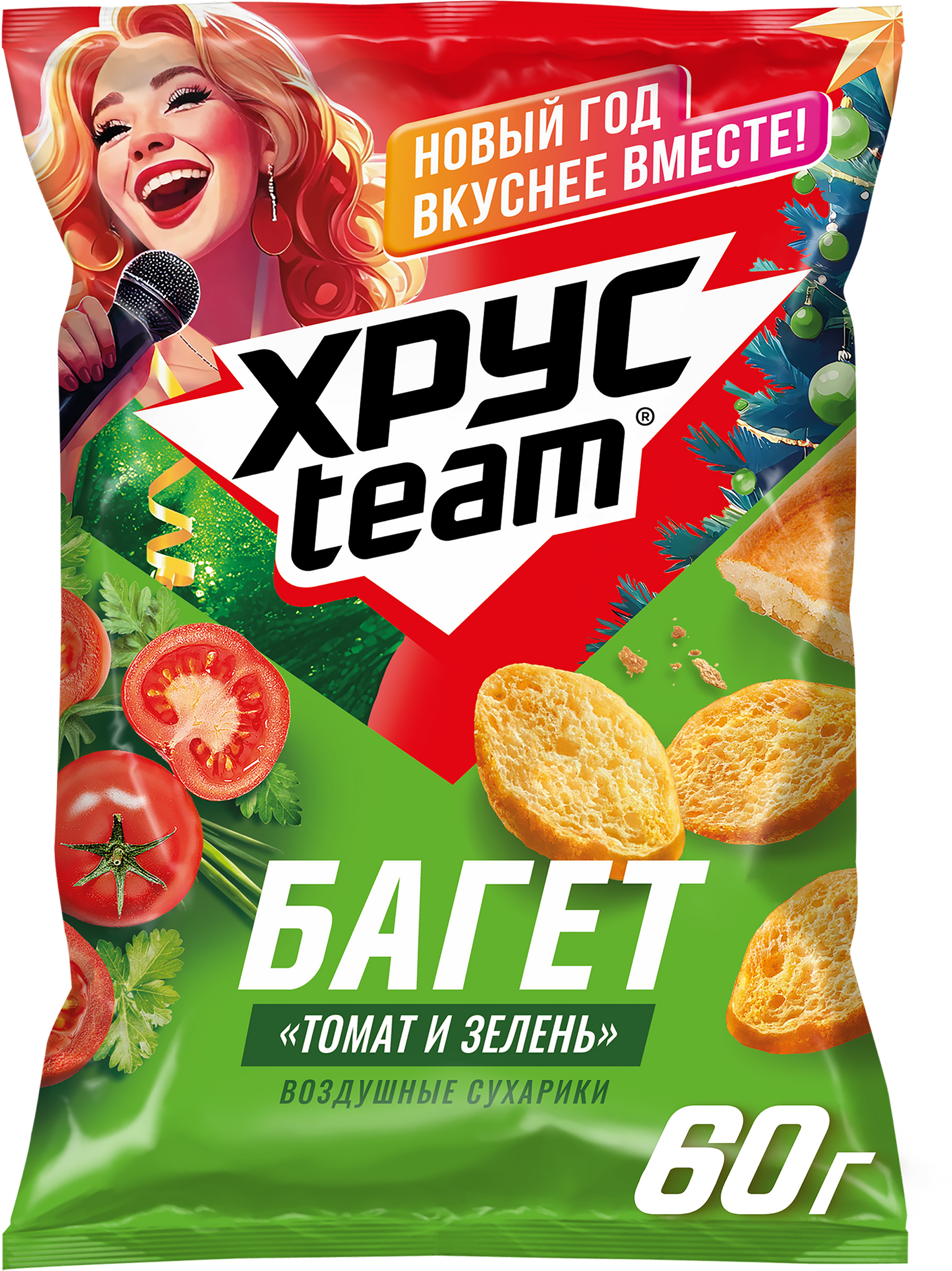 Изображение товара Сухарики ХРУСTEAM багет Томат и зелень 60г