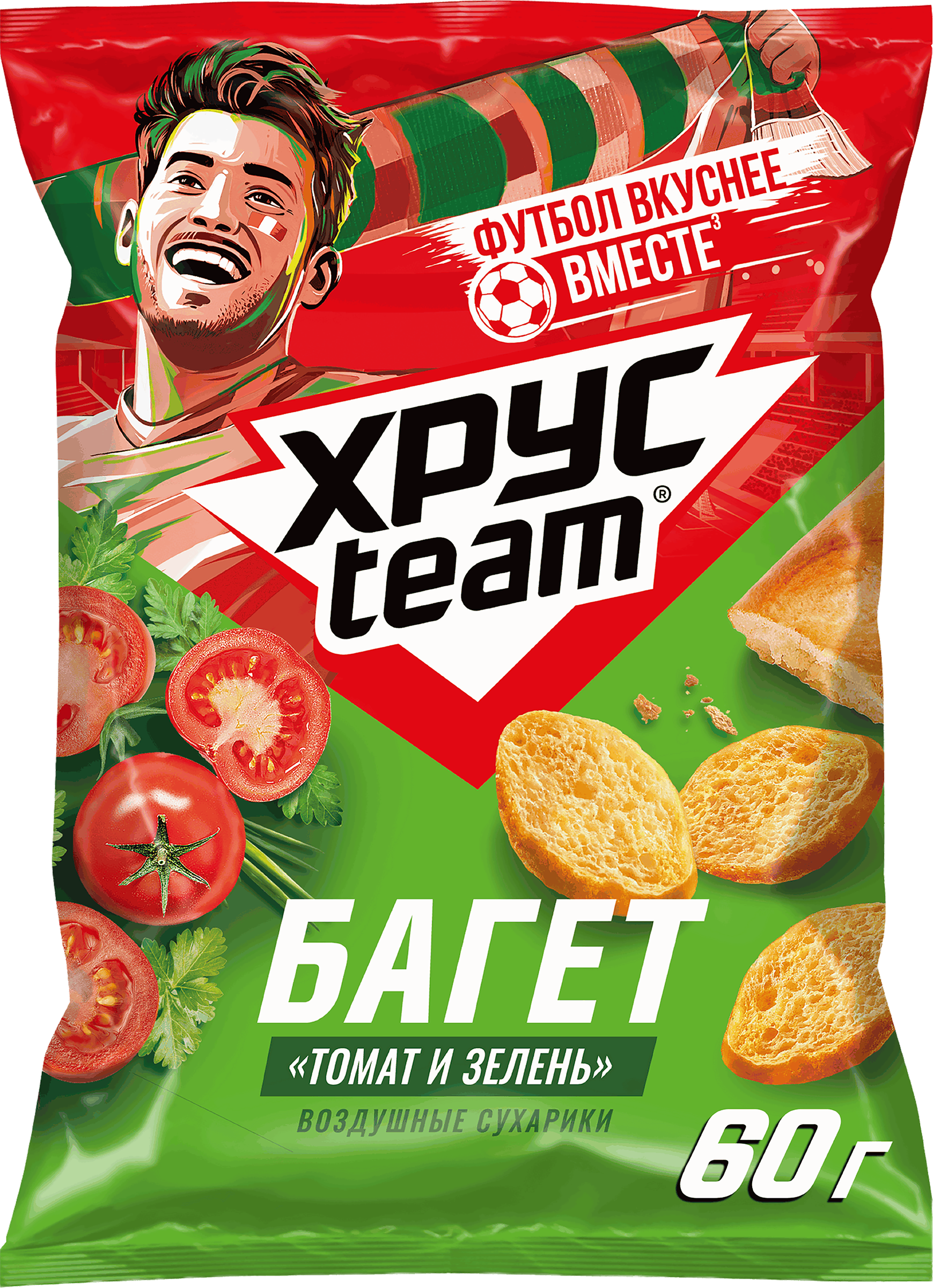 Изображение товара Сухарики ХРУСTEAM багет Томат и зелень 60г