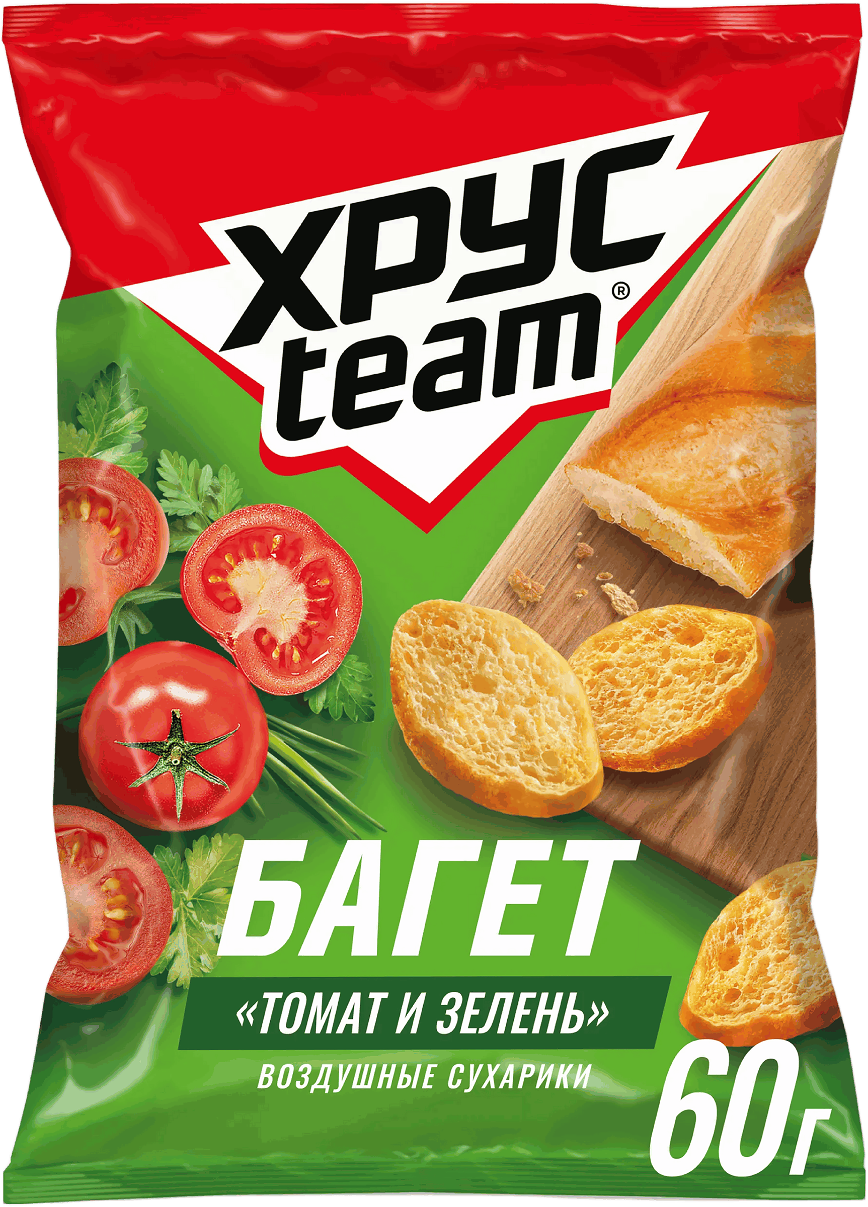 Изображение товара Сухарики ХРУСTEAM багет Томат и зелень 60г