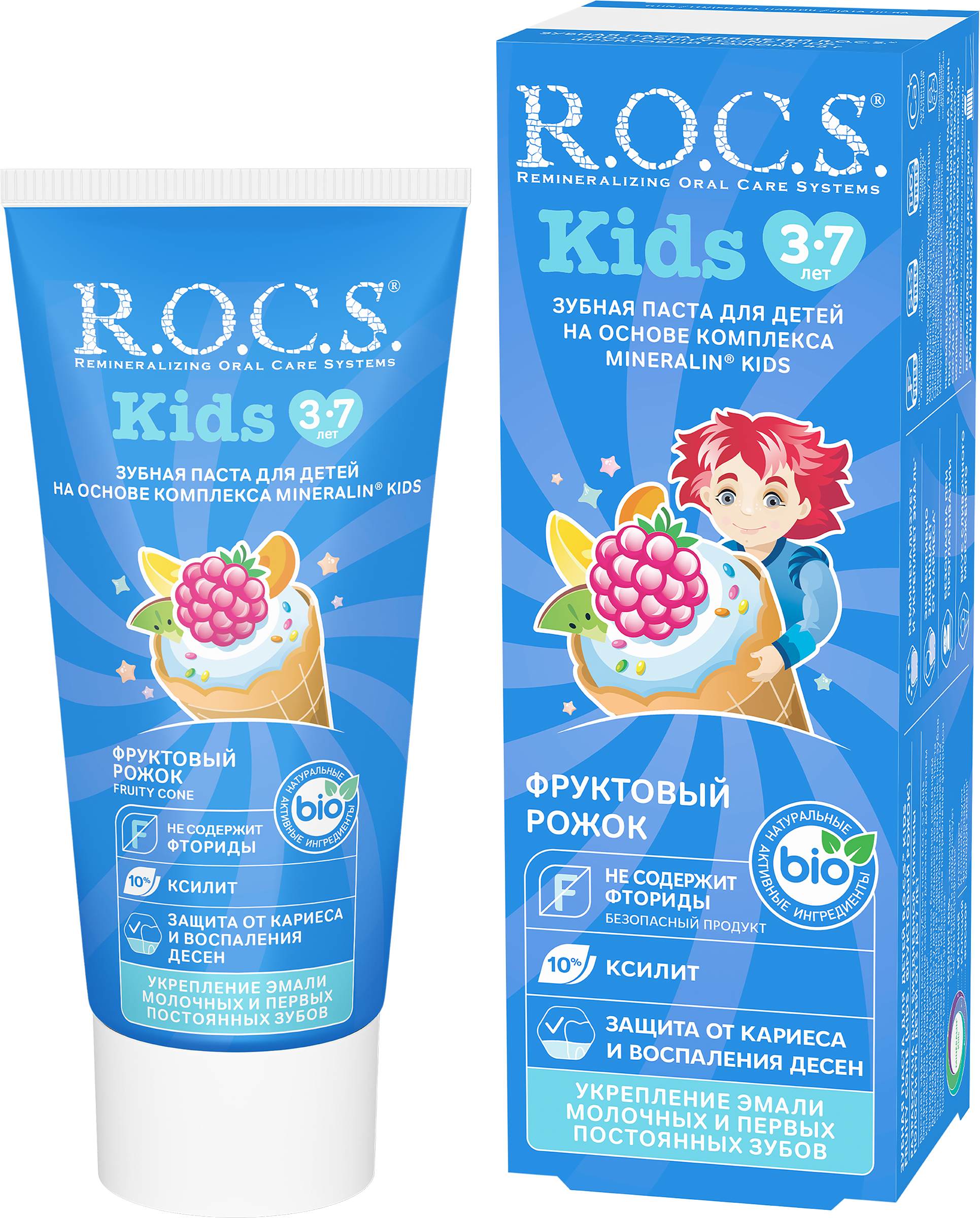 Изображение товара Детская зубная паста R.O.C.S. Фруктовый рожок без фтора для детей 45 г