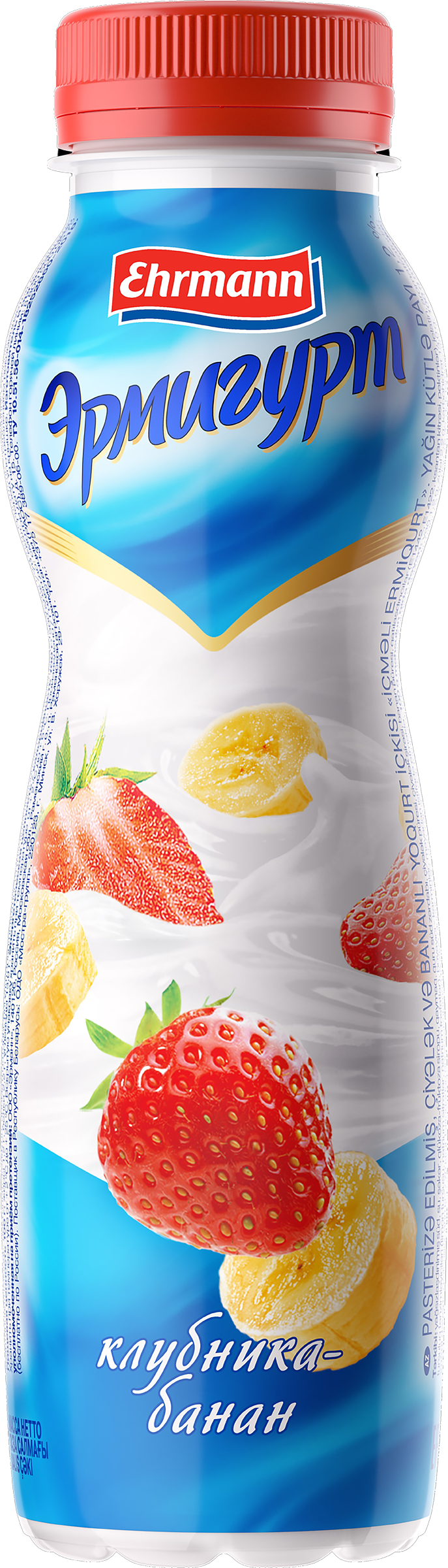 Изображение товара Напиток йогуртный EHRMANN Эрмигурт с клубникой и бананом 290г