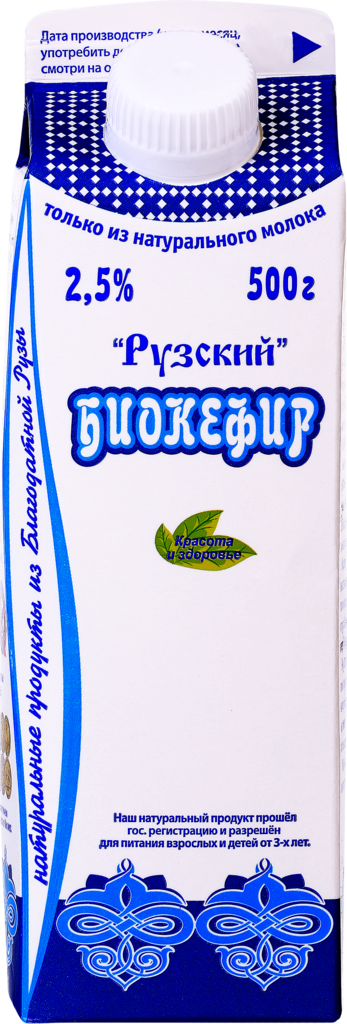 Изображение товара Биокефир РУЗСКИЙ 2,5% без змж 500г натуральный кисломолочный напиток