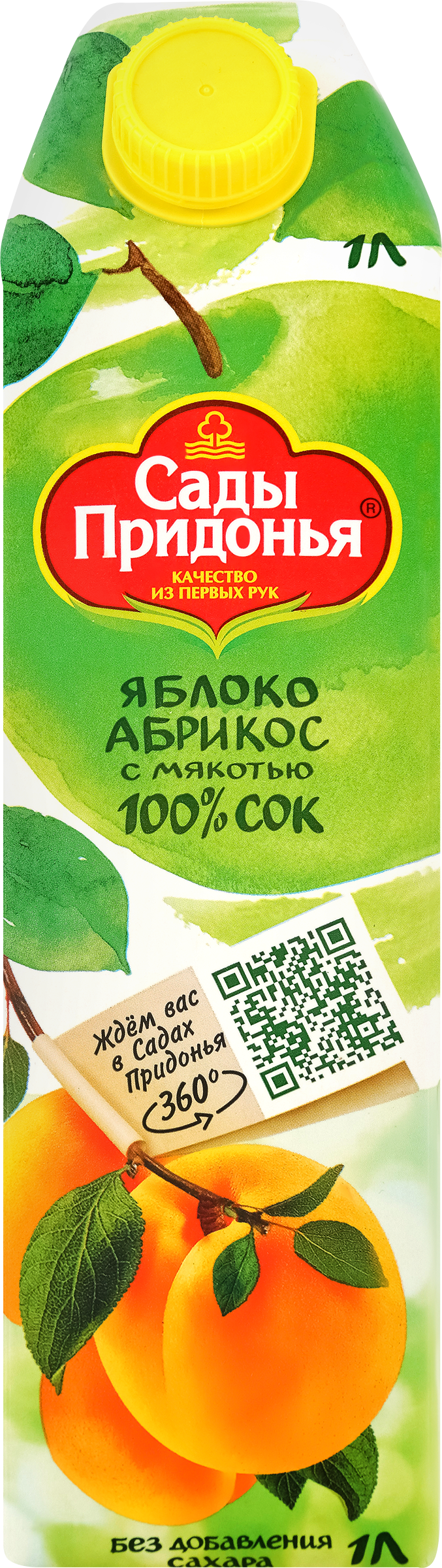 Изображение товара Сок САДЫ ПРИДОНЬЯ Яблоко, абрикос с мякотью восстановленный, 1л