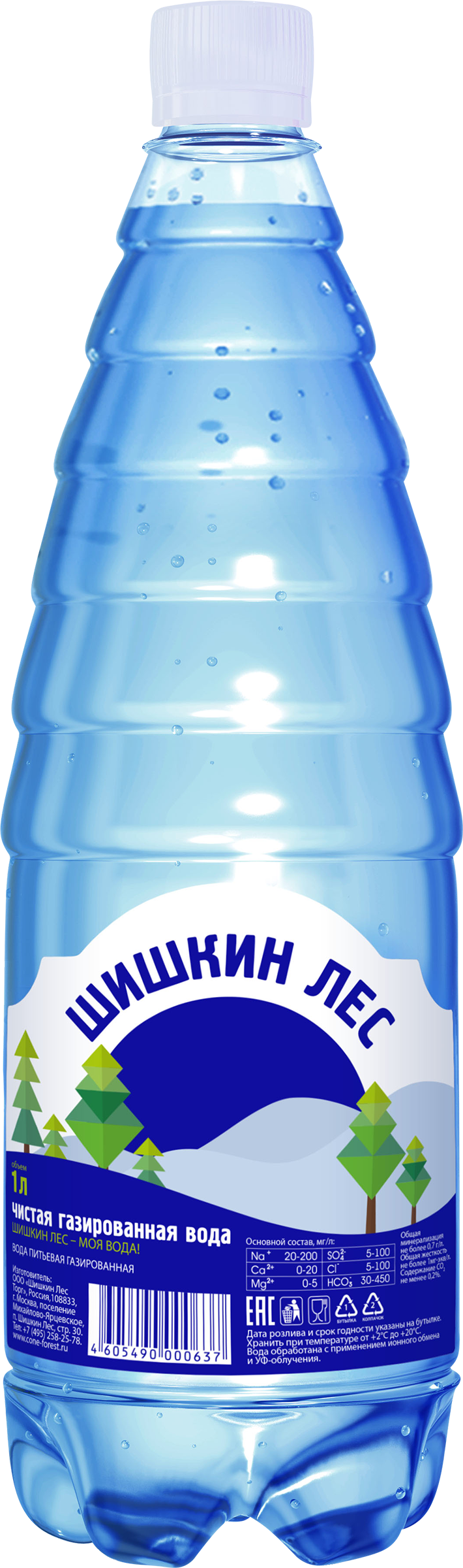 Изображение товара Газированная вода ШИШКИН ЛЕС 1 литр природная питьевая Россия