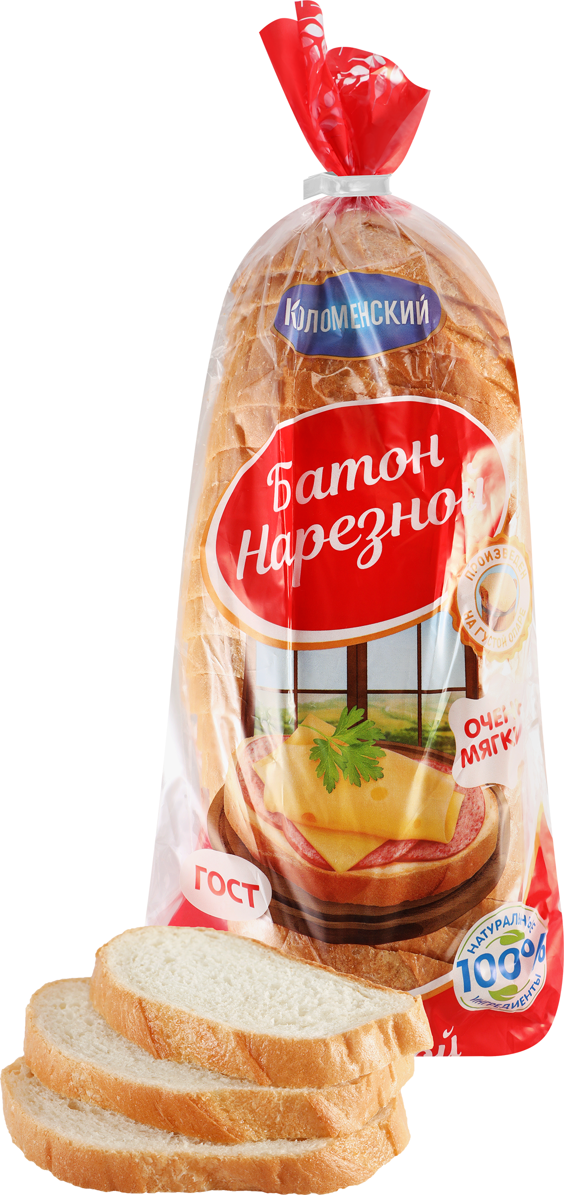 Изображение товара Батон КОЛОМЕНСКОЕ Нарезной, в нарезке, 400г