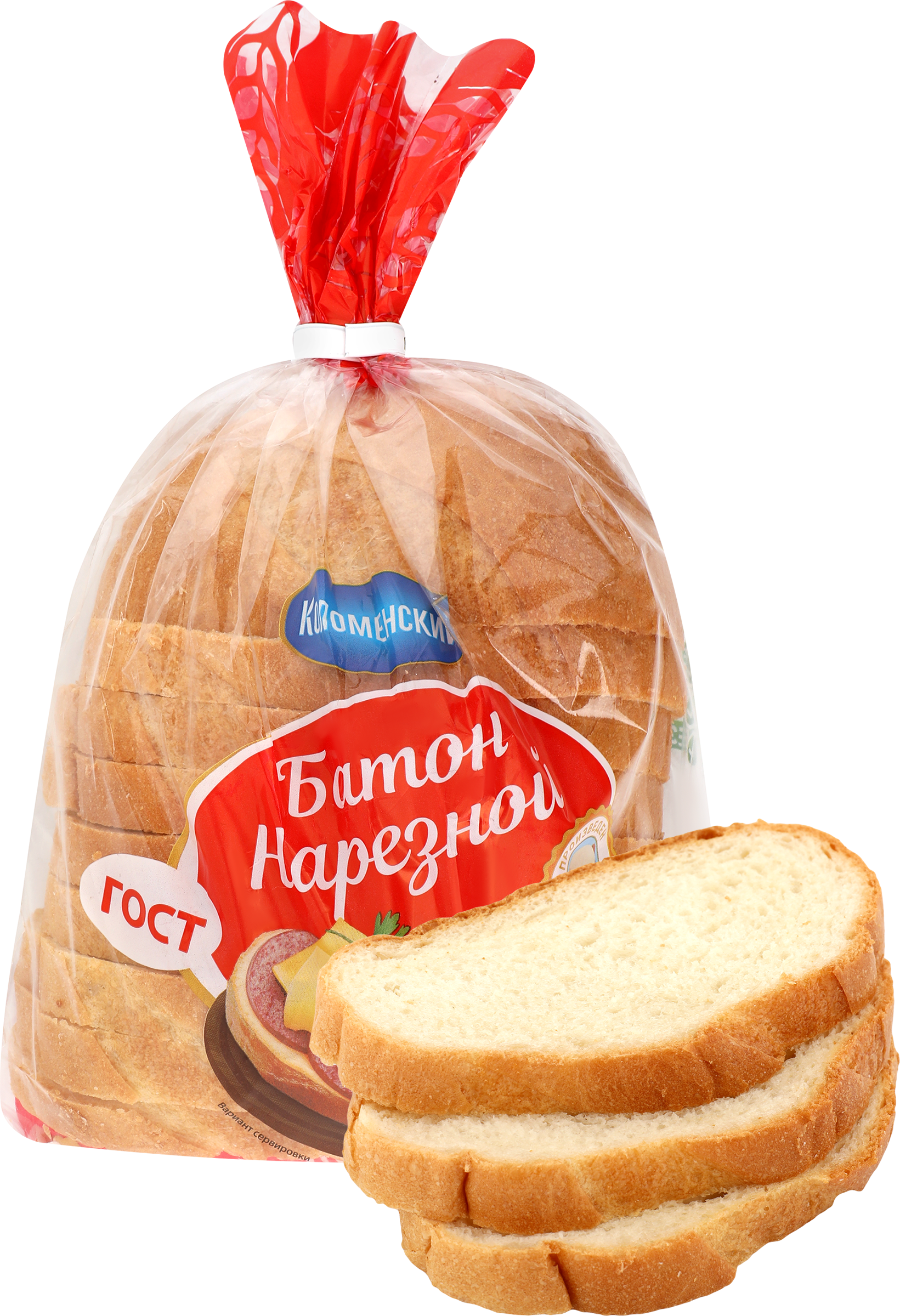 Изображение товара Батон КОЛОМЕНСКОЕ Нарезной высший сорт 200г, натуральный хлеб по ГОСТ