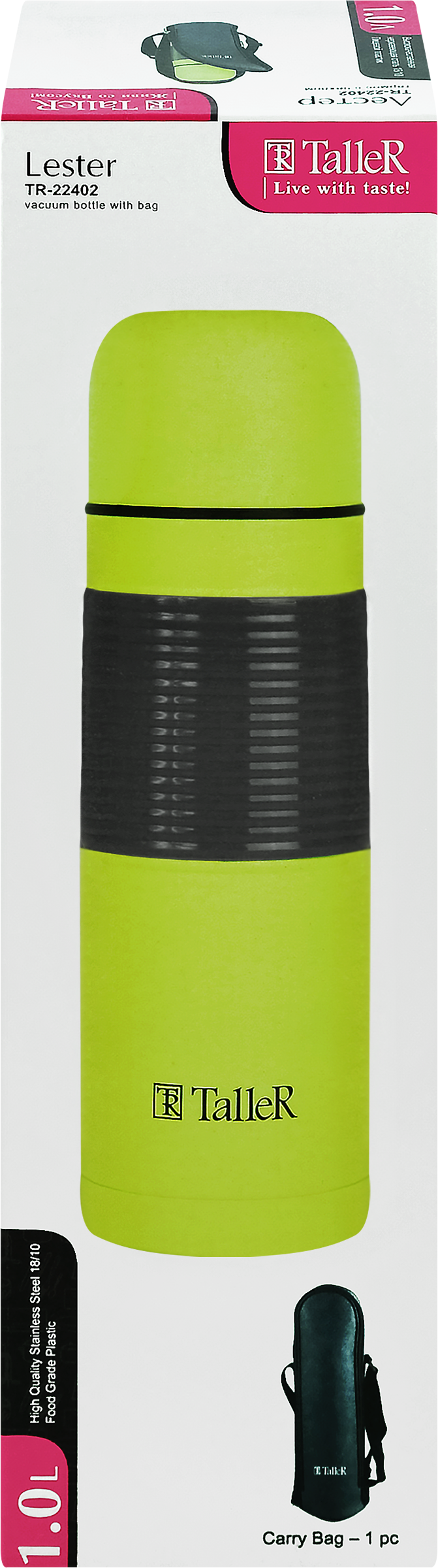 Изображение товара Термос TALLER 1л нержавеющая сталь зеленый для горячих и холодных напитков