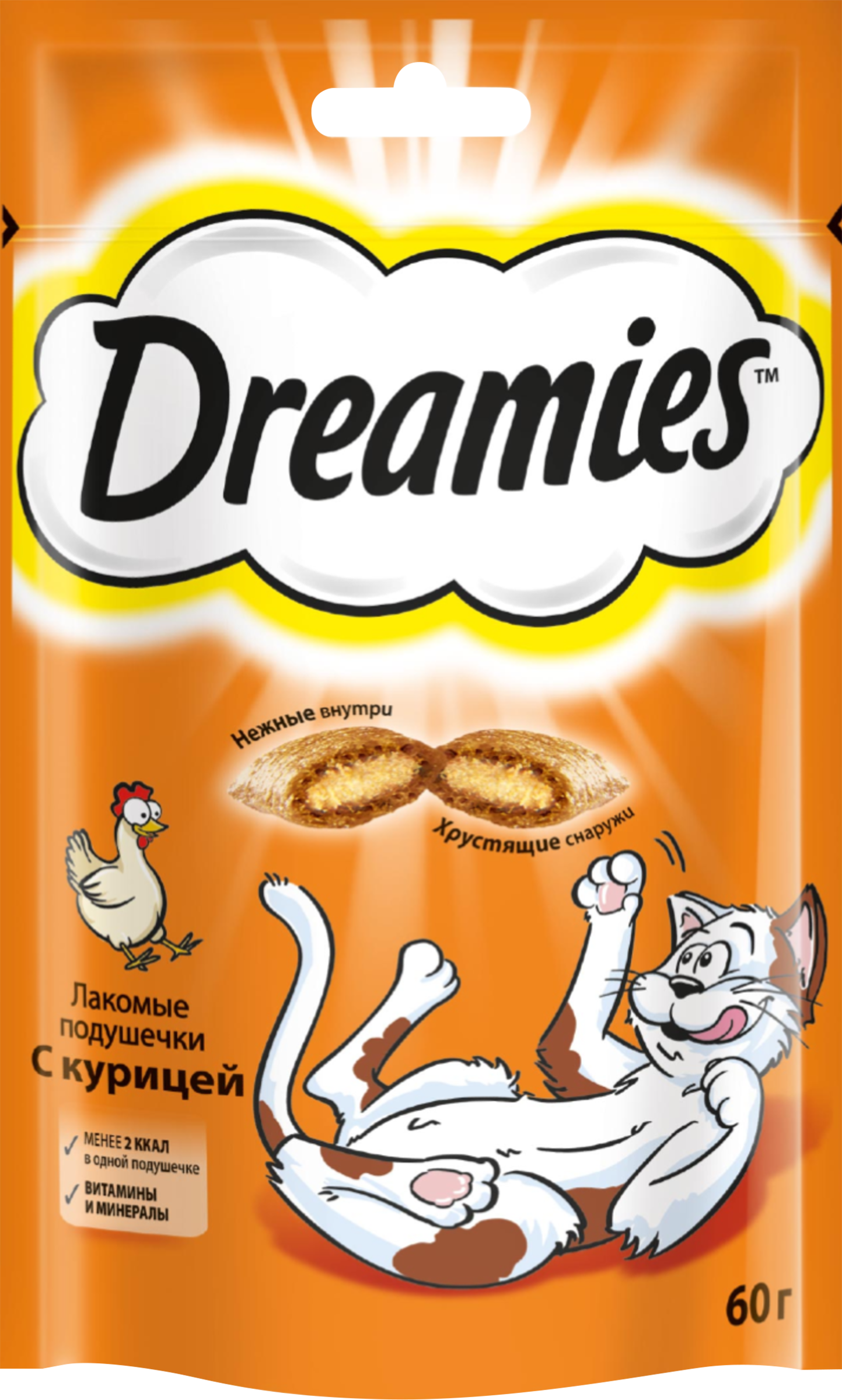 Изображение товара Лакомство для кошек DREAMIES Подушечки с курицей, 60г