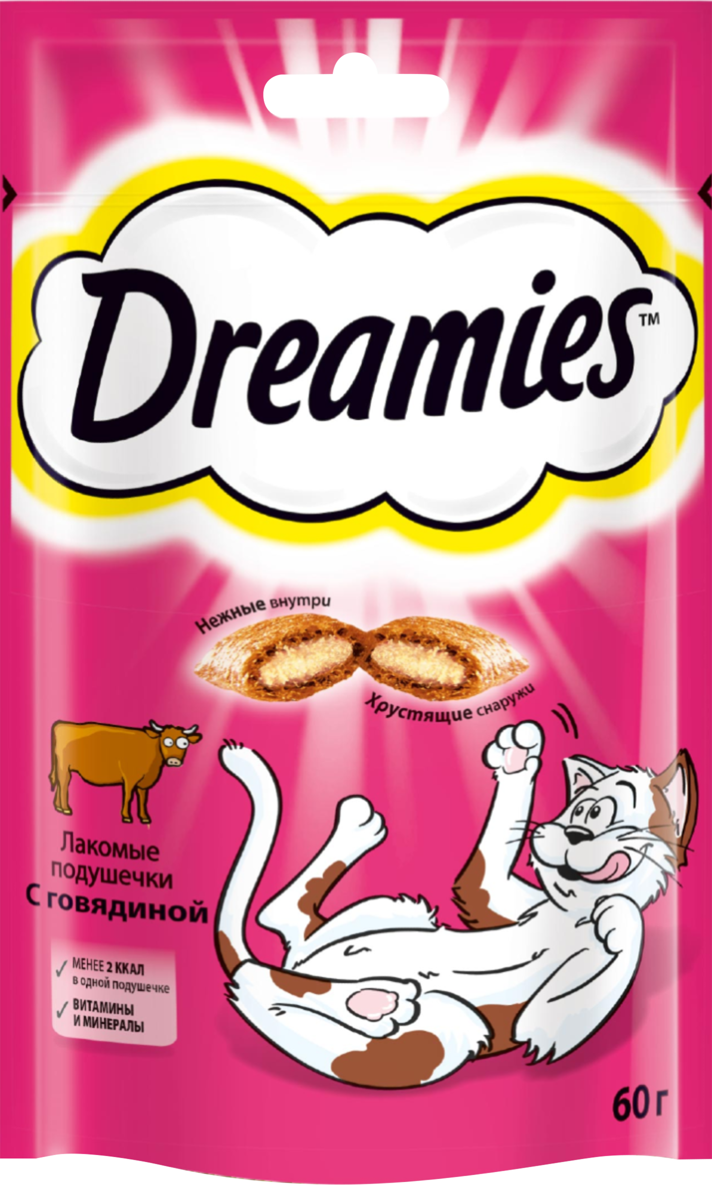 Изображение товара Лакомство для кошек DREAMIES Подушечки с говядиной, 60г