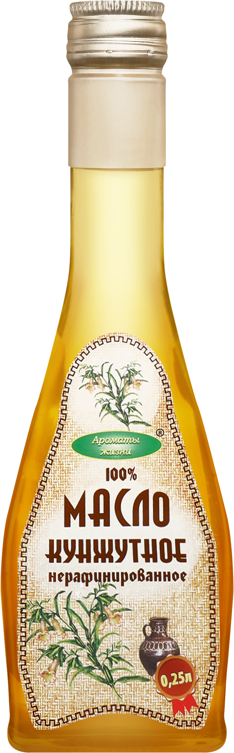 Изображение товара Масло кунжутное АРОМАТЫ ЖИЗНИ нерафинированное 250мл для кулинарии и народной медицины