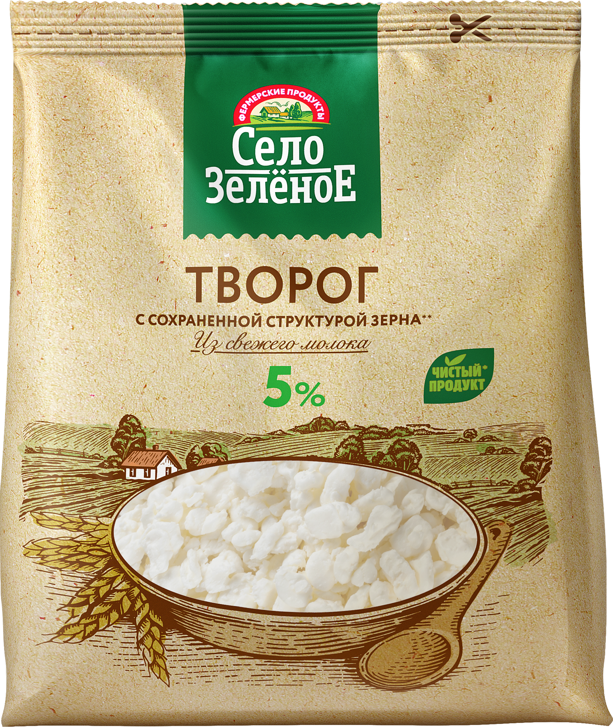 Изображение товара Творог СЕЛО ЗЕЛЕНОЕ 5%, без змж, 200г