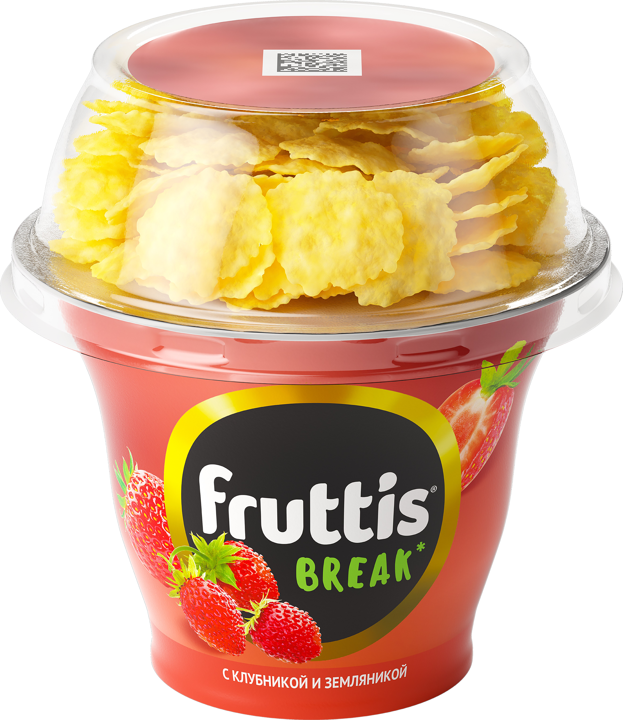 Изображение товара Продукт йогуртный FRUTTIS Вкусный перерыв Клубника, земляника с топпером 2,5%, без змж, 175г