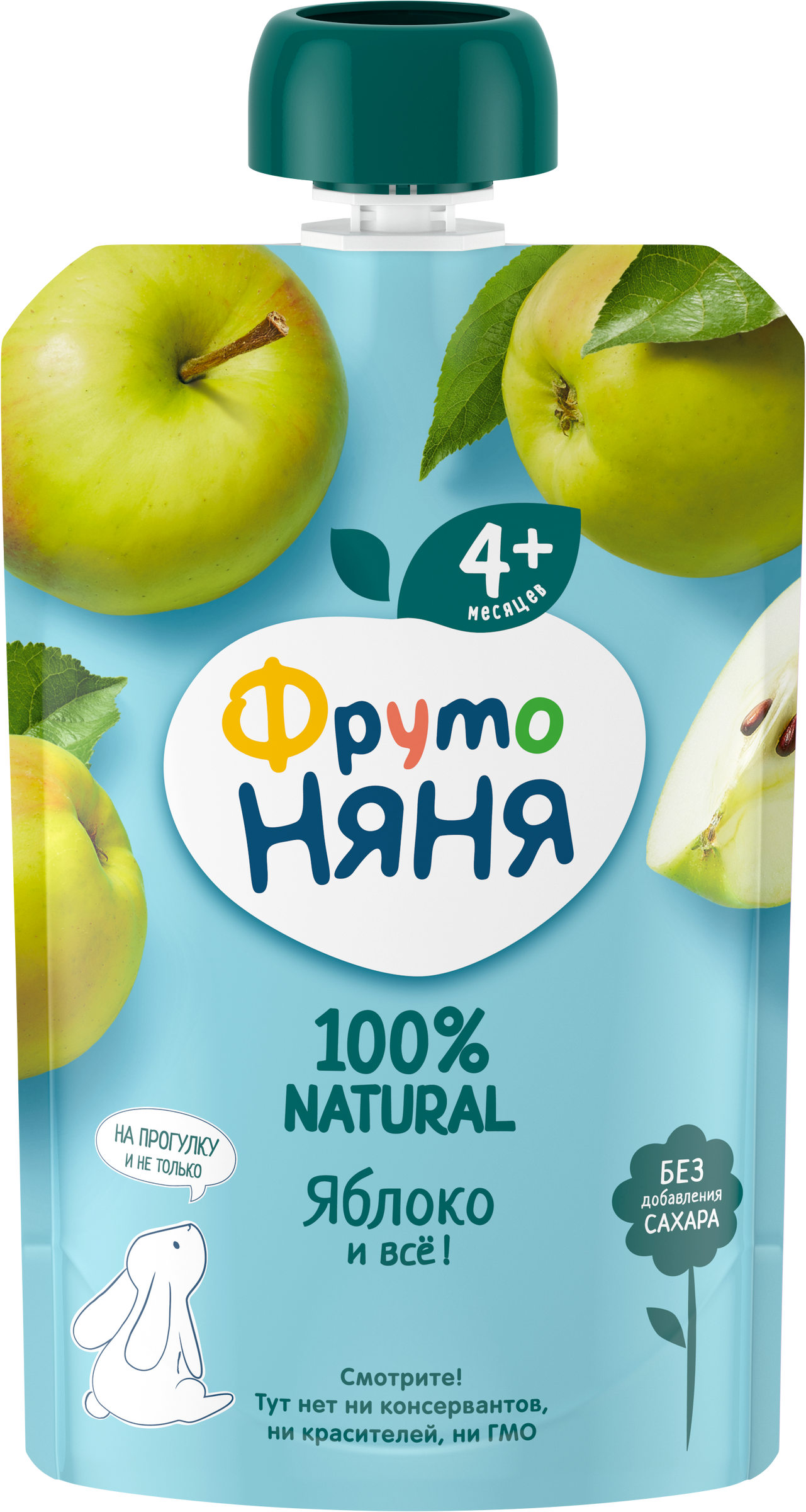 Изображение товара Пюре фруктовое ФРУТОНЯНЯ Яблоко 90г с 4 месяцев натуральный перекус для малышей
