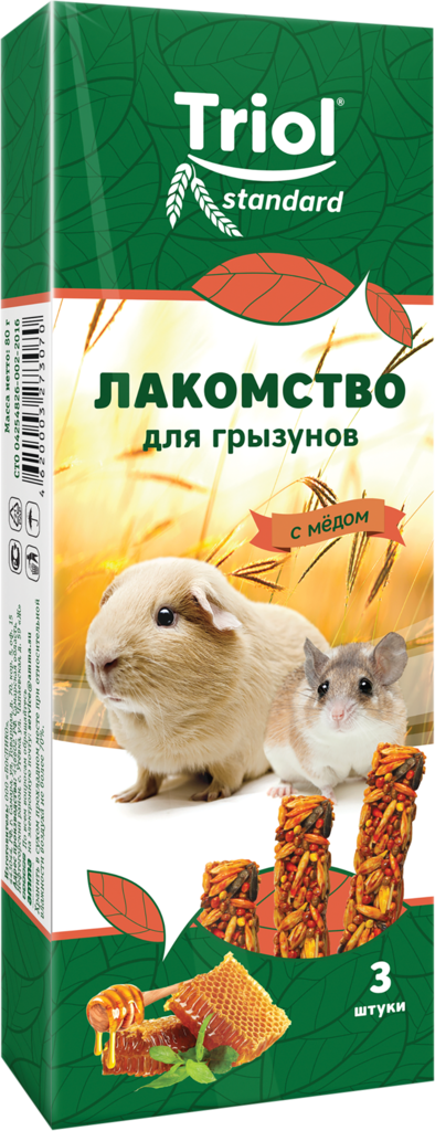 Изображение товара Лакомство для грызунов TRIOL с медом 3 шт натуральное для шиншилл и кроликов