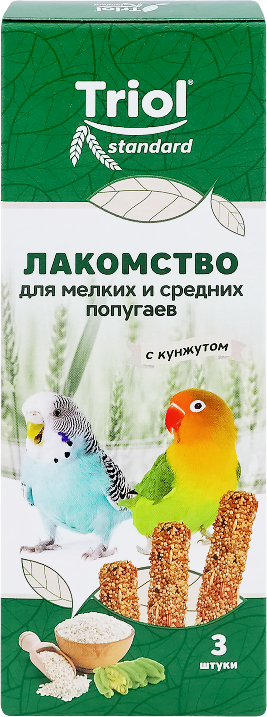 Изображение товара Лакомство для попугаев TRIOL с кунжутом, для мелких и средних пород, 80г