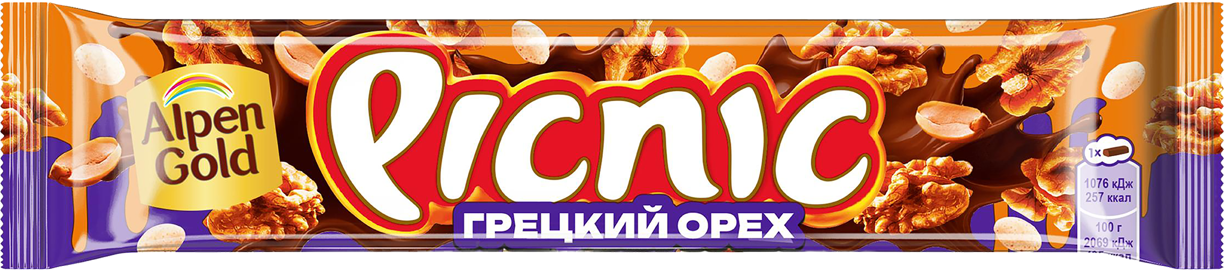 Изображение товара Шоколадный батончик PICNIC Грецкий орех, 52г