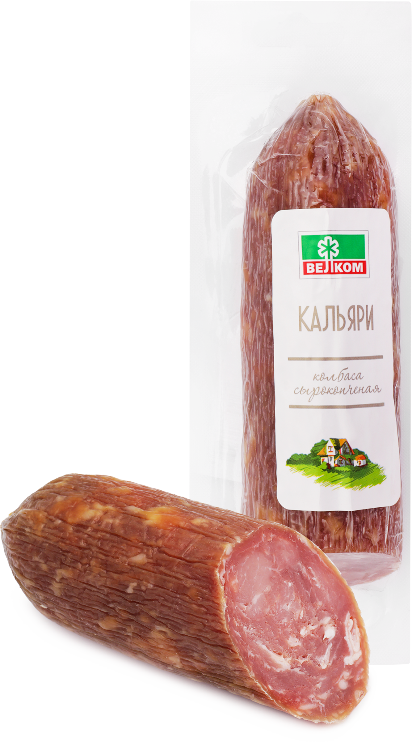 Изображение товара Колбаса сырокопченая ВЕЛКОМ Кальяри со срезом, 235г