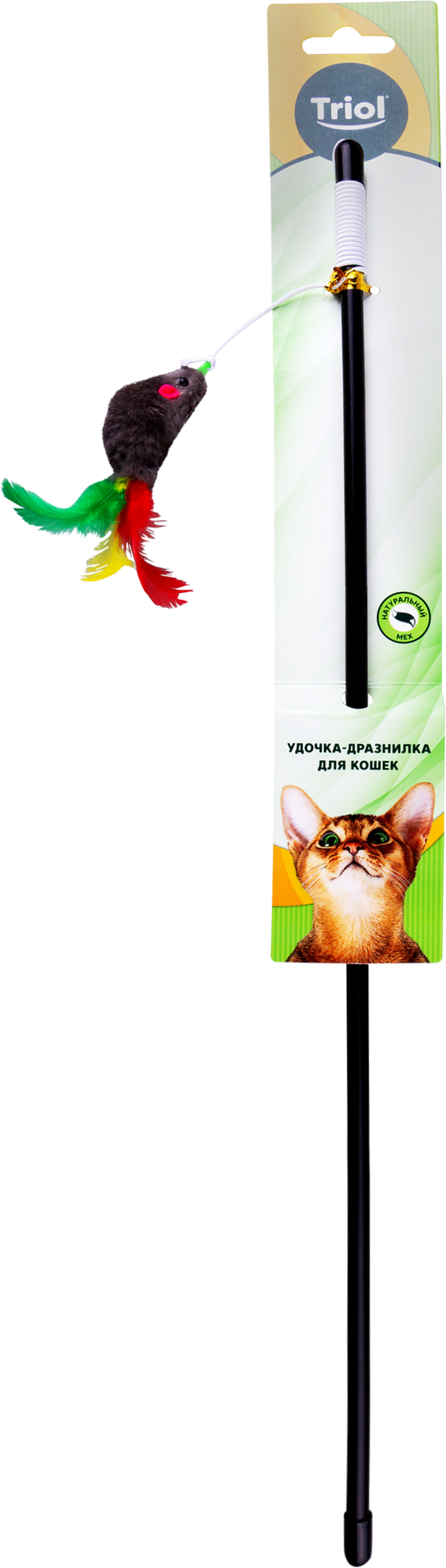 Изображение товара Игрушка для кошек TRIOL Удочка с мышкой натуральный мех пластиковая ручка