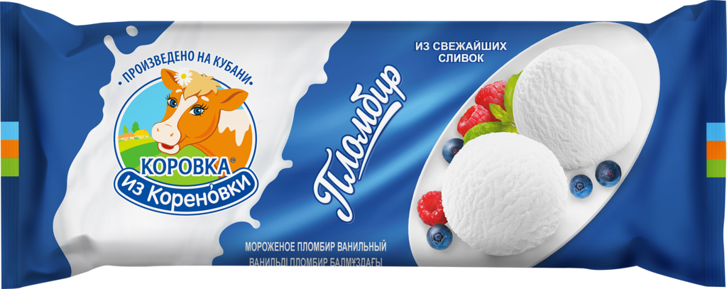 Изображение товара Мороженое КОРОВКА ИЗ КОРЕНОВКИ Пломбир 15% 1000г Россия