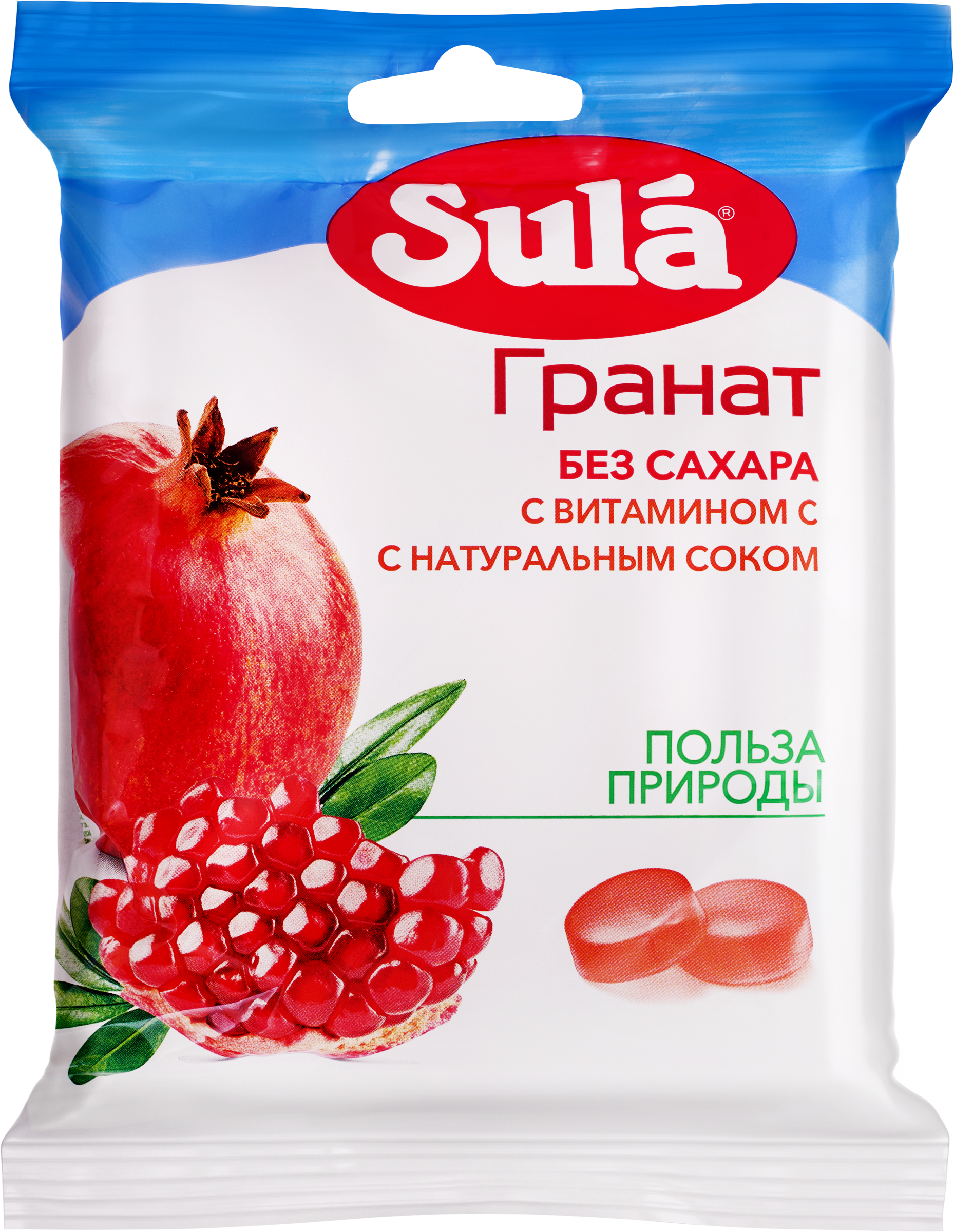 Изображение товара Карамель леденцовая SULA Гранат, без сахара, 60г