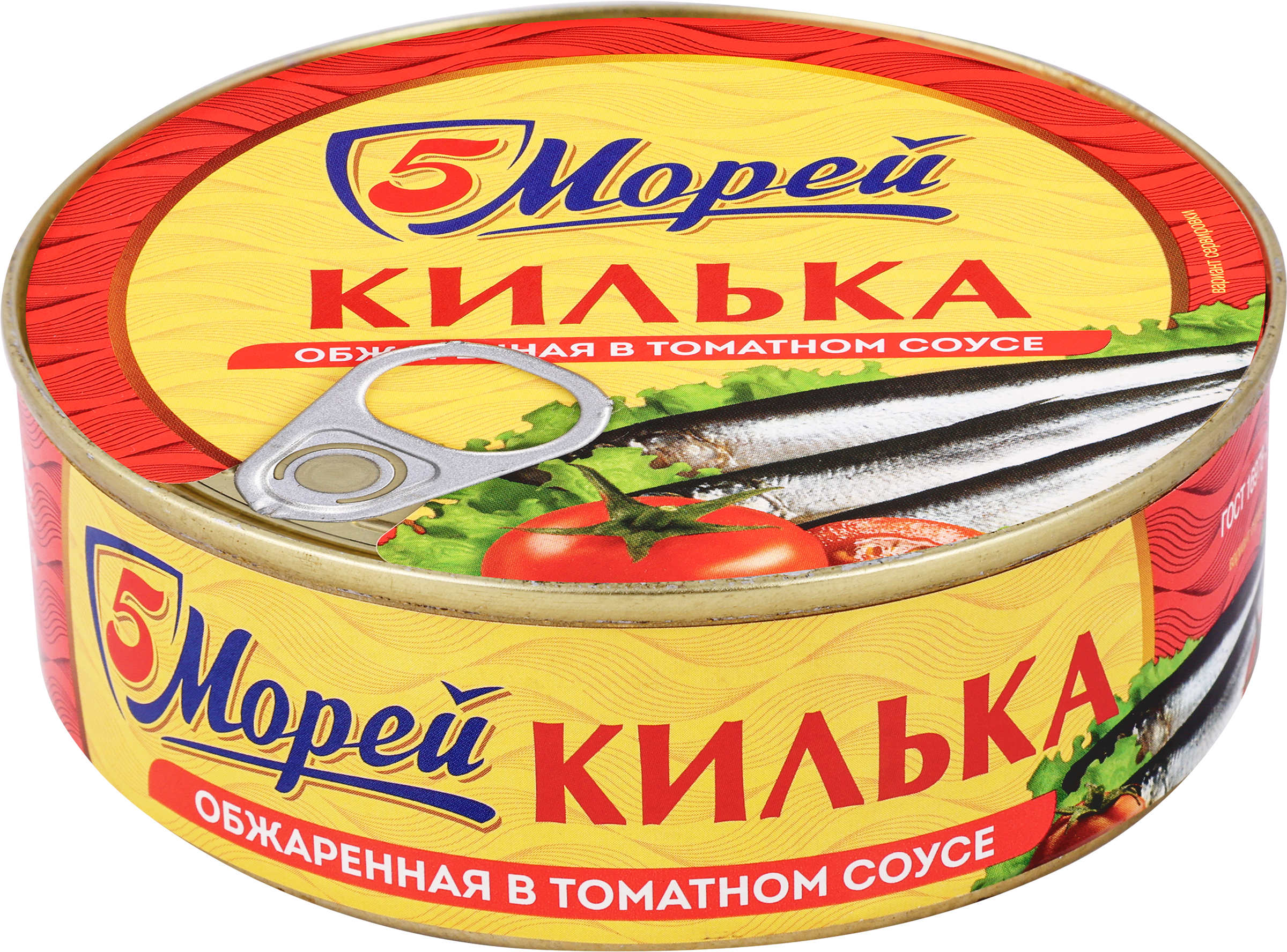 Изображение товара Килька 5 МОРЕЙ в томатном соусе, обжаренная, 240г