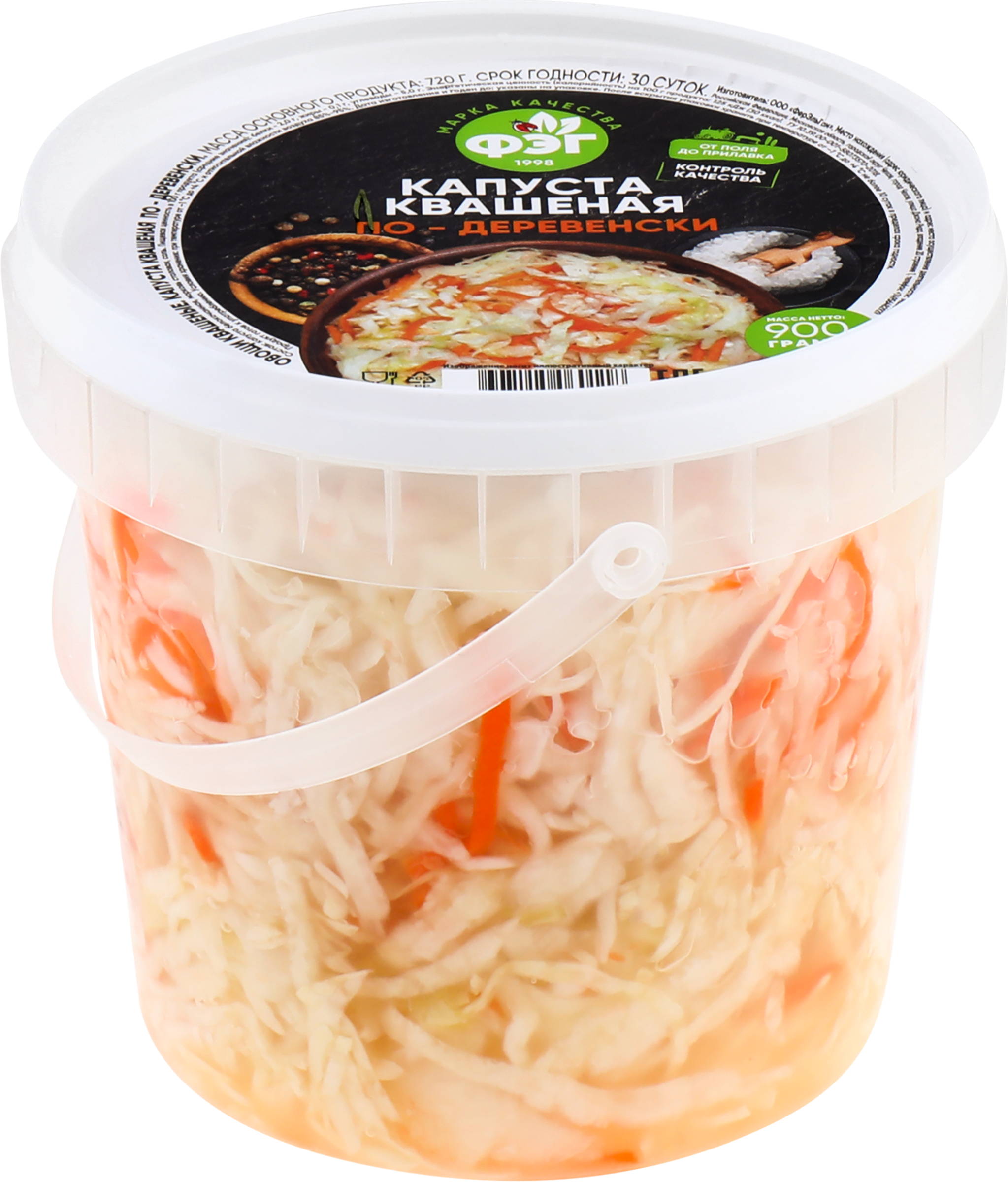 Изображение товара Капуста квашеная ФЭГ По-деревенски, 900г