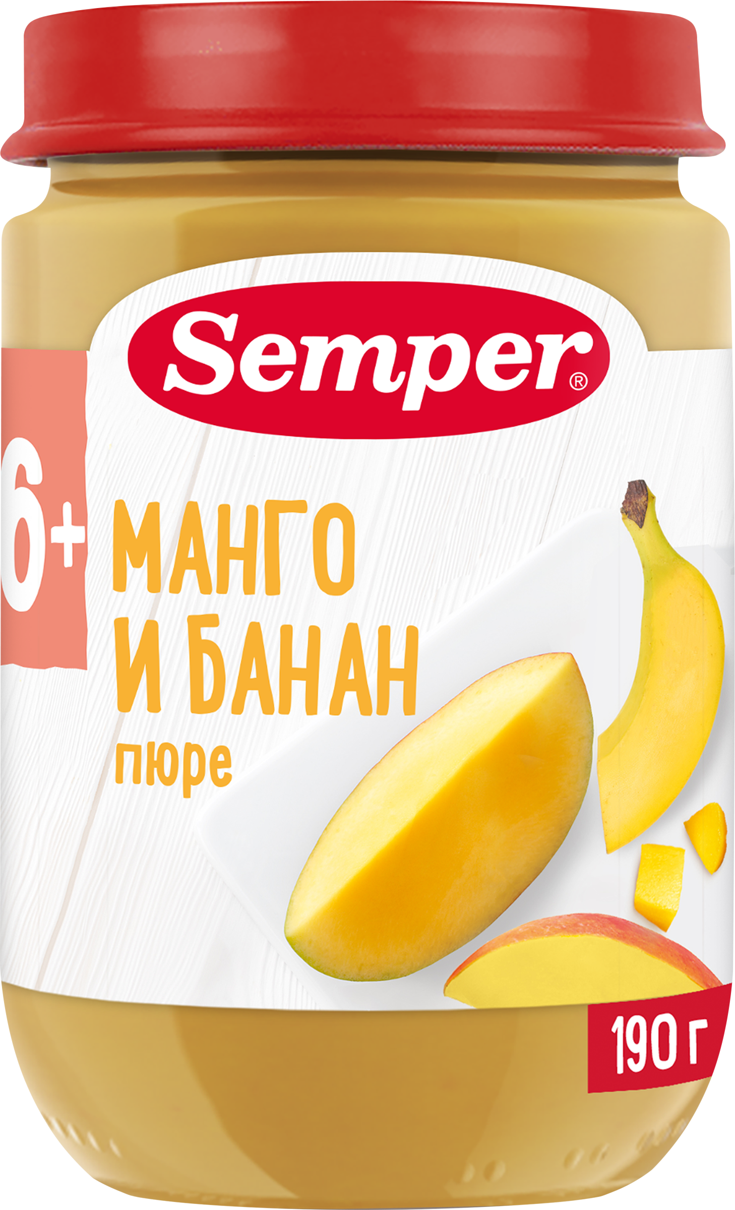 Изображение товара Пюре фруктовое SEMPER Манго, банан, с 6 месяцев, 190г