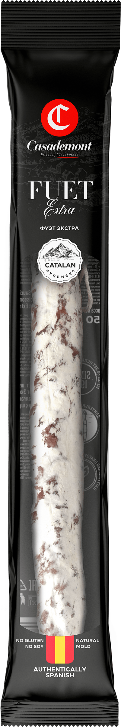 Изображение товара Колбаса сыровяленая CASADEMONT Фуэт Экстра 150г - нежный вкус и высокий белок