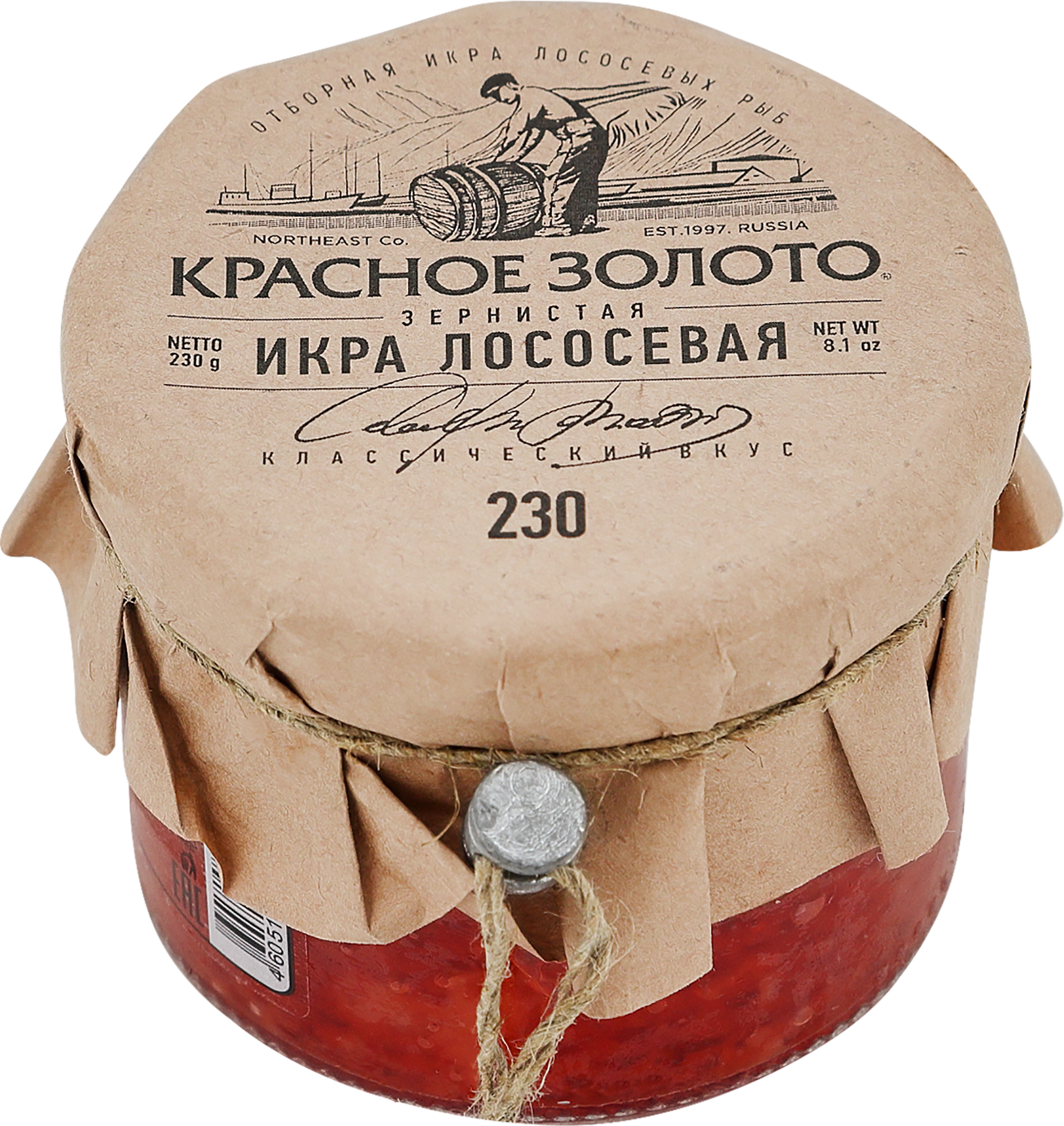 Изображение товара Икра лососевая зернистая 1-го сорта КРАСНОЕ ЗОЛОТО 230г