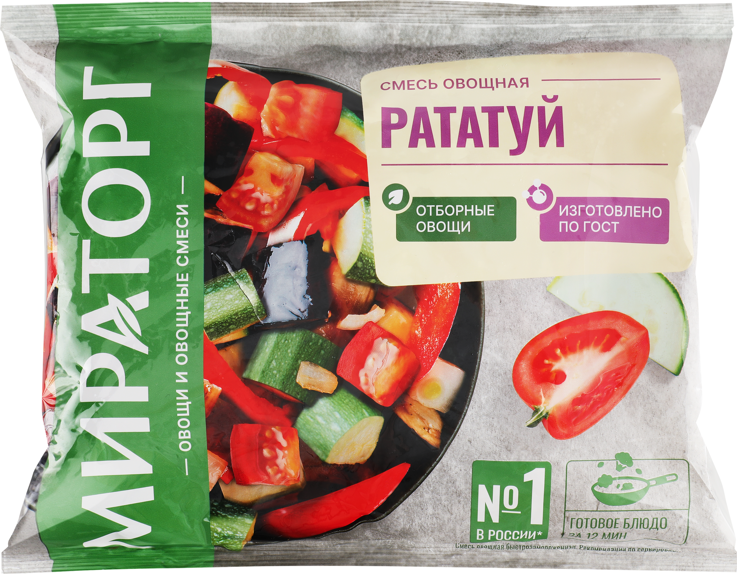 Изображение товара Морозная овощная смесь МИРАТОРГ Витамин Рататуй 400г Веганская и Вегетарианская смесь