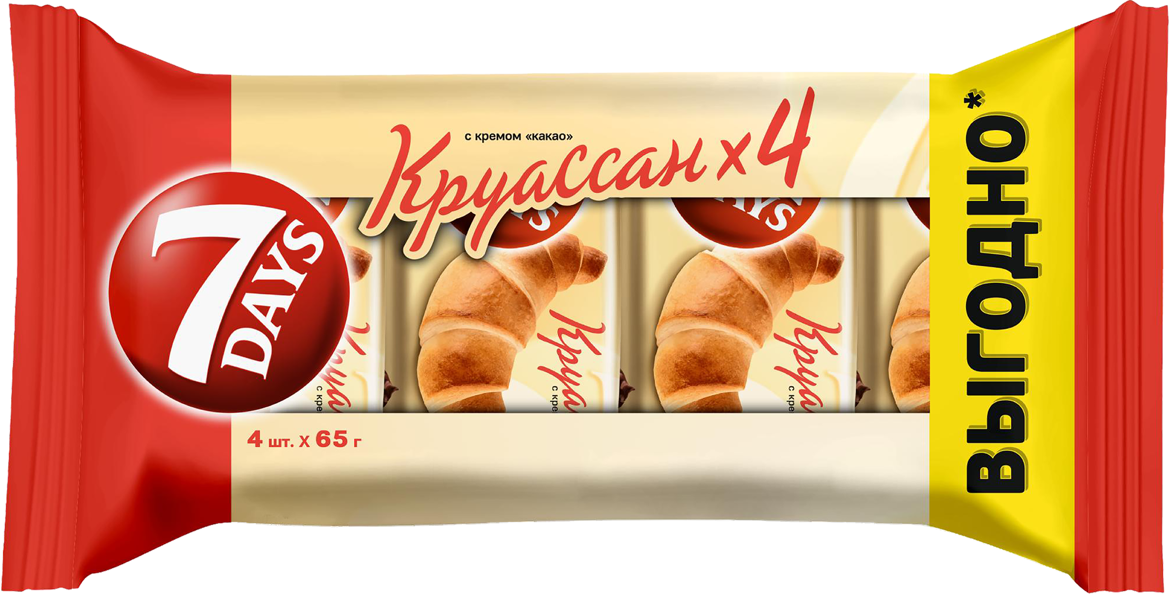 Изображение товара Круассаны 7DAYS 3+1 с кремом какао 4шт 65г натуральное изделие