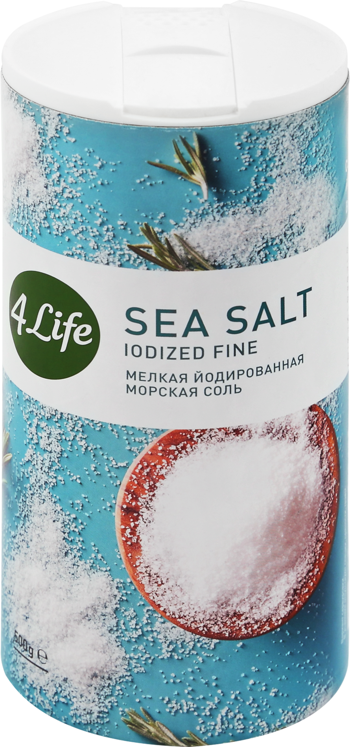 Изображение товара Соль морская 4 LIFE мелкая йодированная высший сорт помол №0, 500г