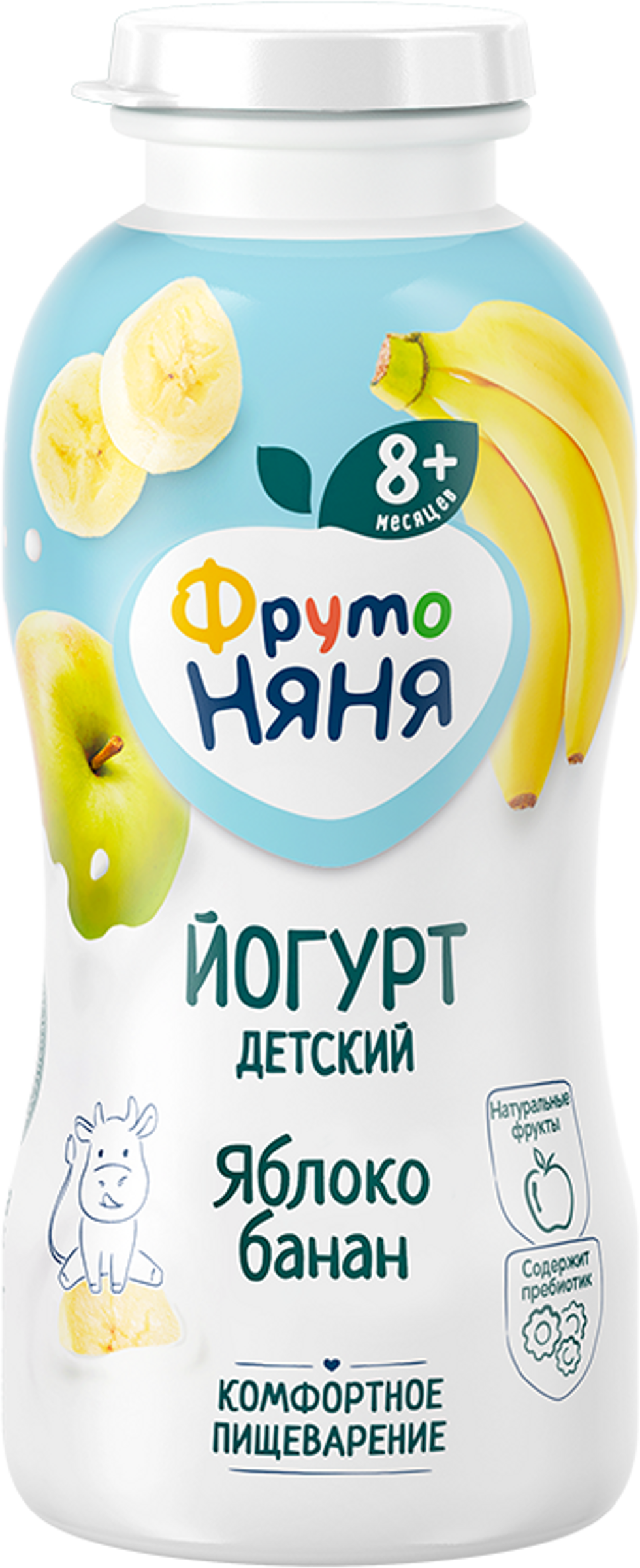 Изображение товара Йогурт питьевой детский ФРУТОНЯНЯ Яблоко, банан 2,5%, с 8 месяцев, без змж, 200мл