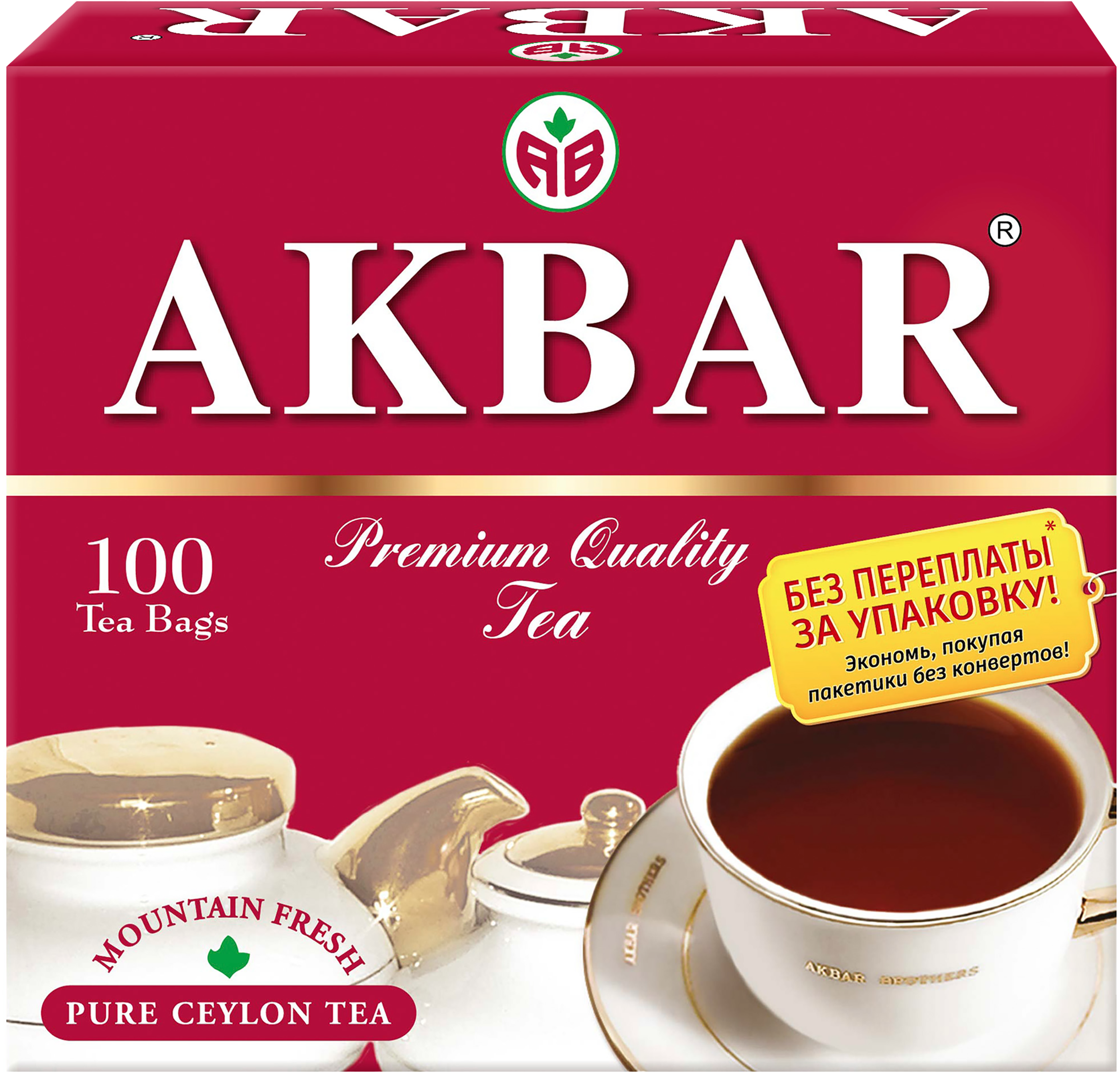 Изображение товара Чай черный AKBAR Красно-белая серия Цейлонский байховый 100 пакетов