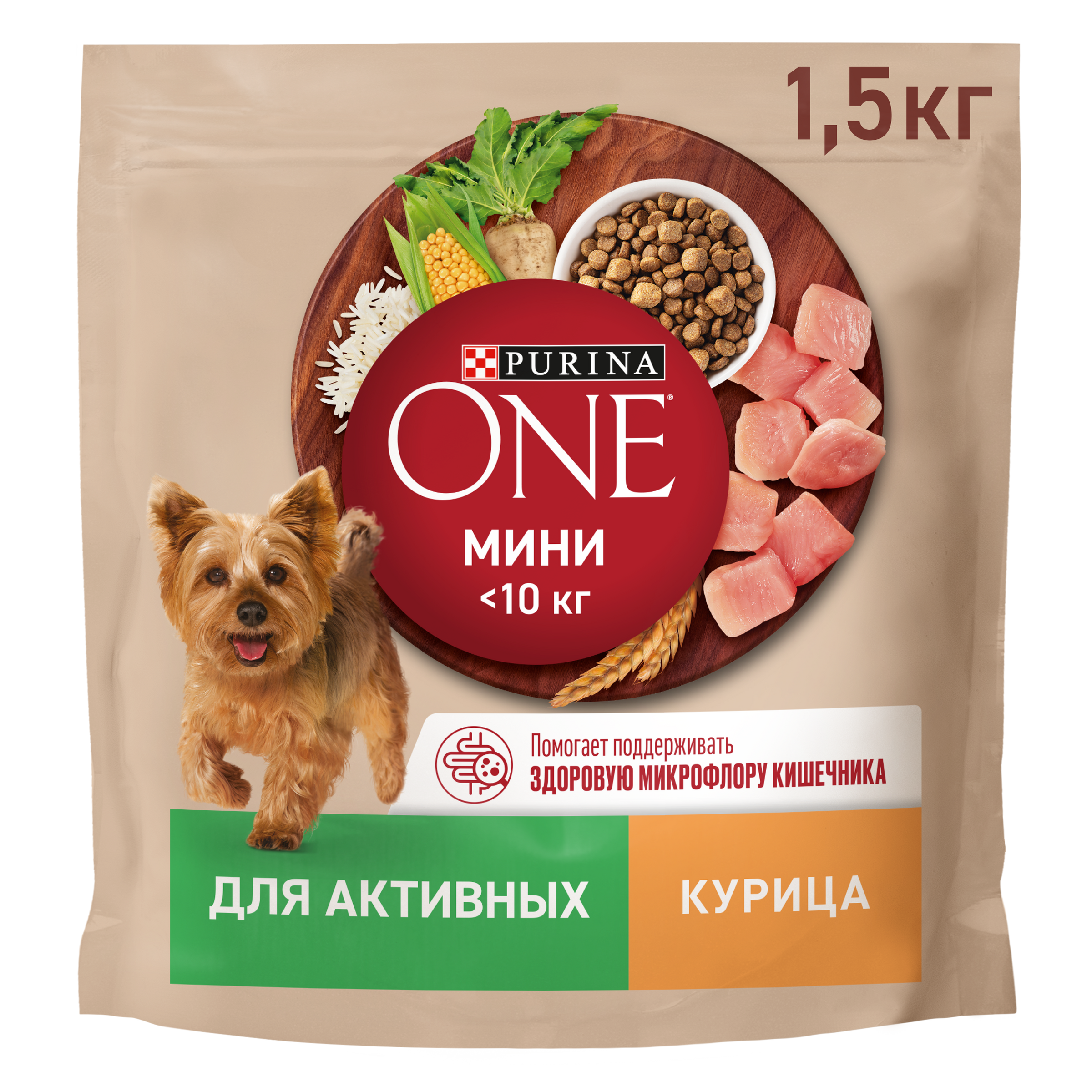 Изображение товара Корм сухой для взрослых собак PURINA ONE Mini Активная Курица и рис, 1,5кг