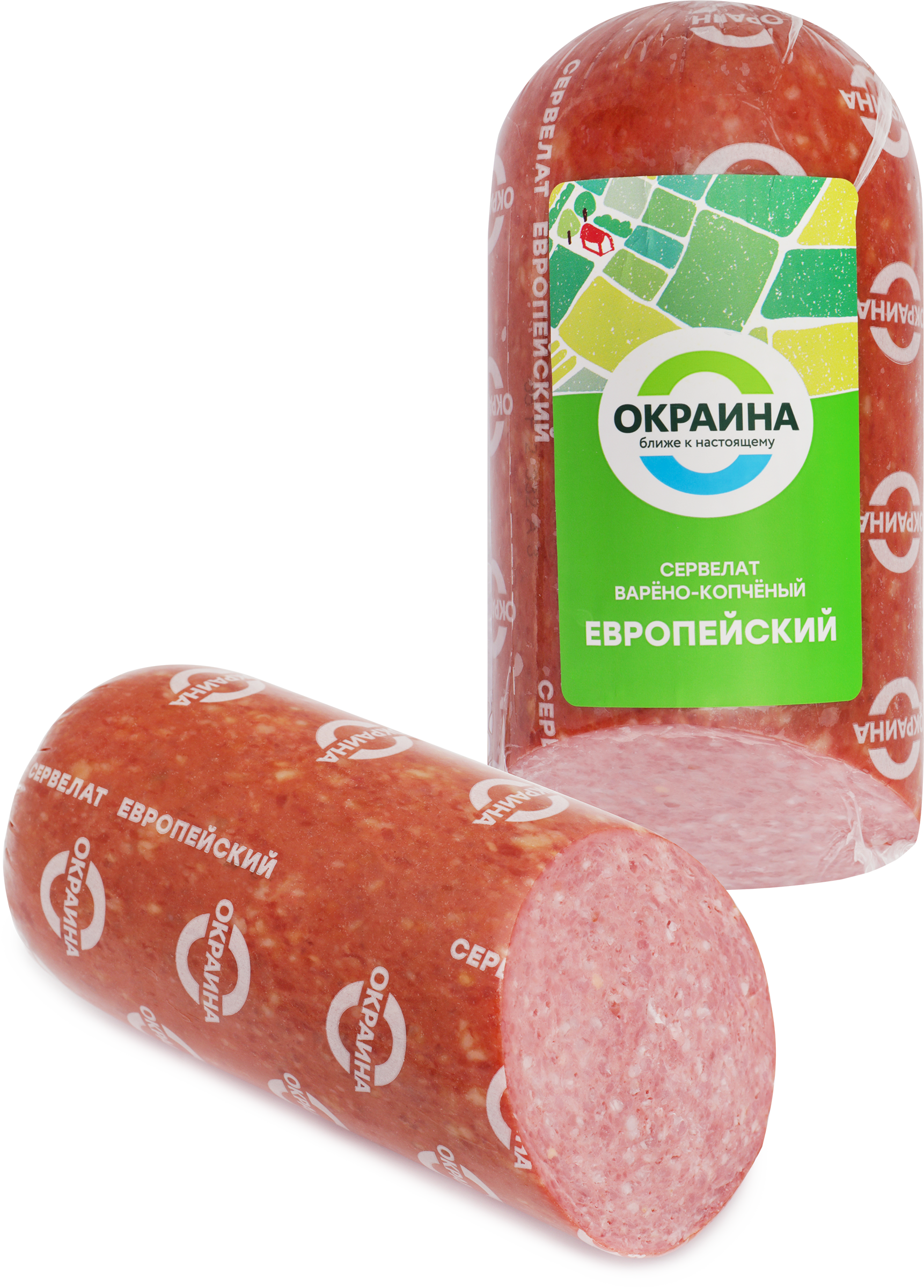 Изображение товара Колбаса копчено-вареная ОКРАИНА Сервелат Европейский, 470г