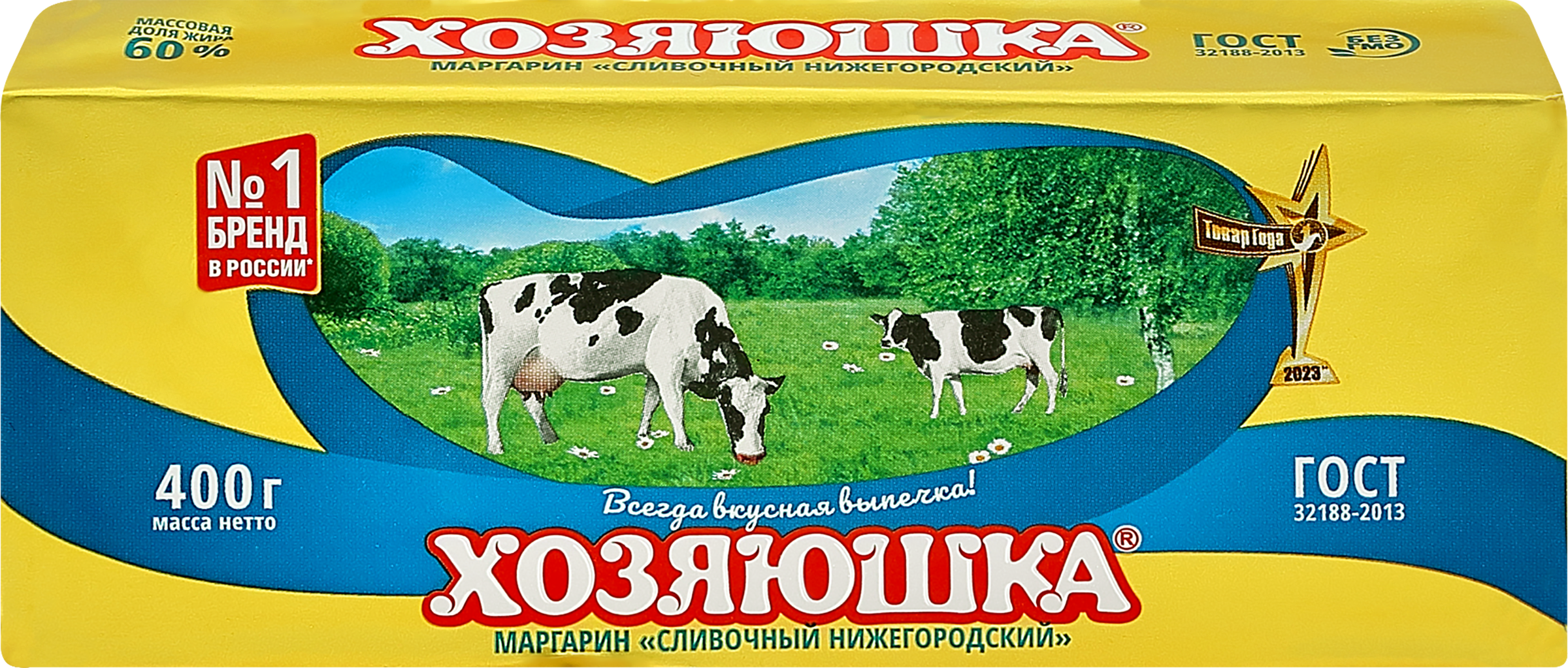Изображение товара Маргарин ХОЗЯЮШКА 60% сливочный, 400г - идеальный для выпечки