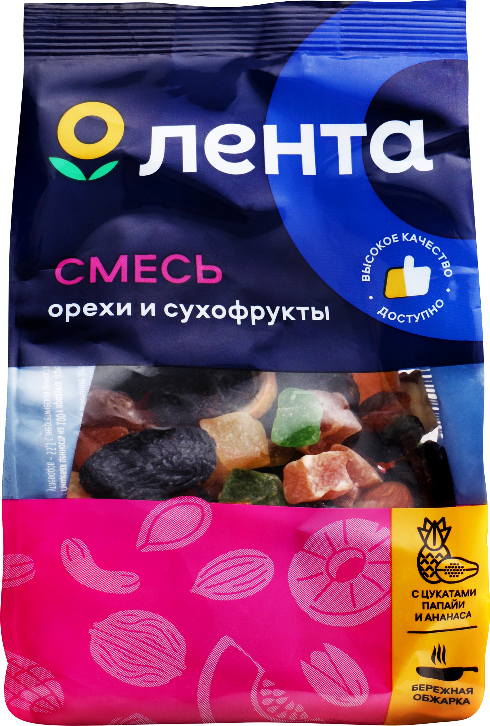 Изображение товара Смесь ЛЕНТА орехи сухофрукты, 200г