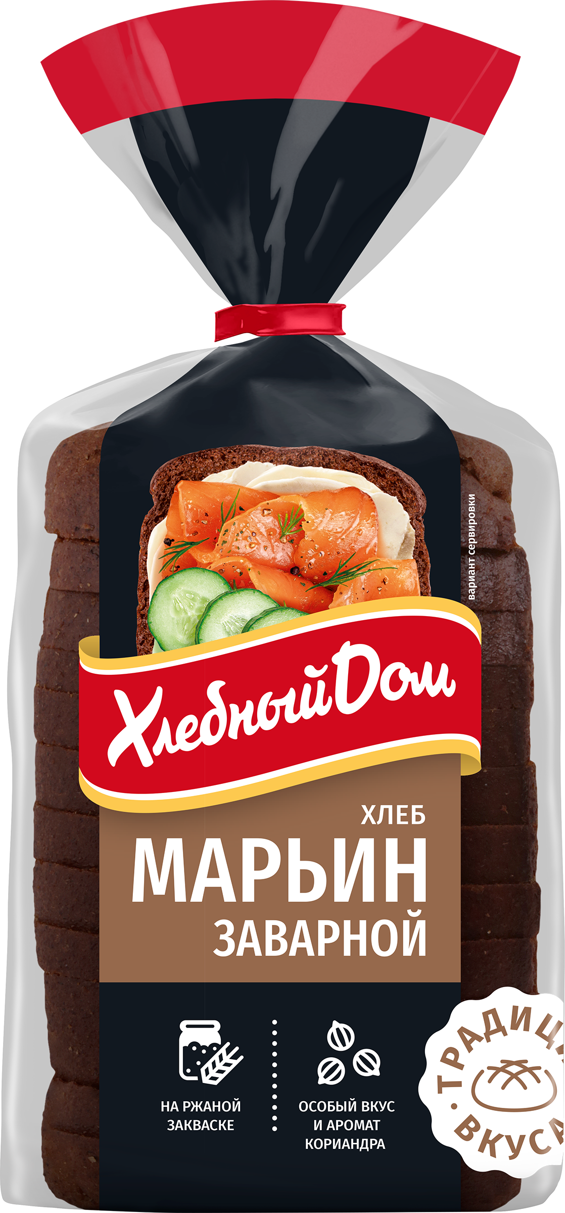 Изображение товара Хлеб заварной ХЛЕБНЫЙ ДОМ Марьин, в нарезке, 350г