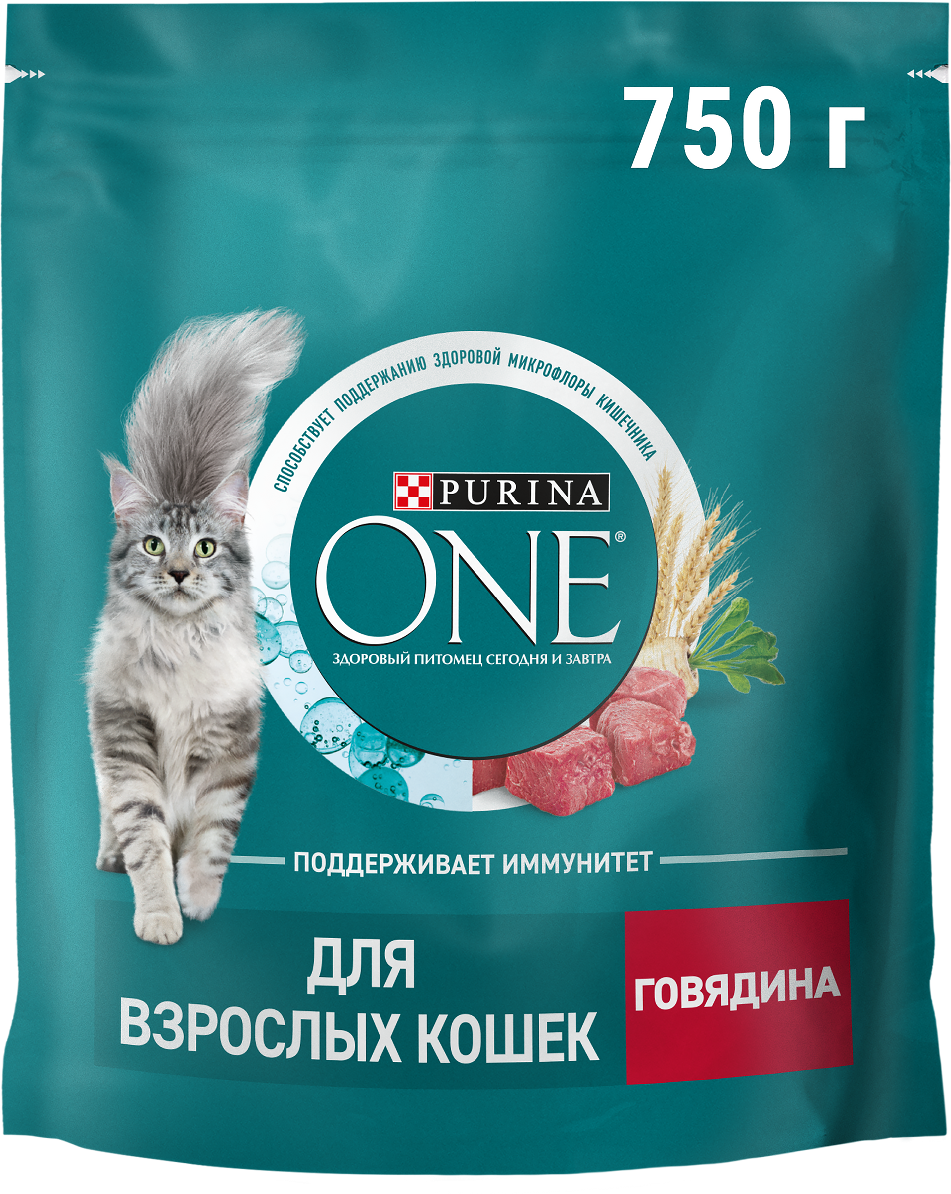 Изображение товара Корм сухой для взрослых кошек PURINA ONE Говядина 750г натуральный сбалансированный рацион