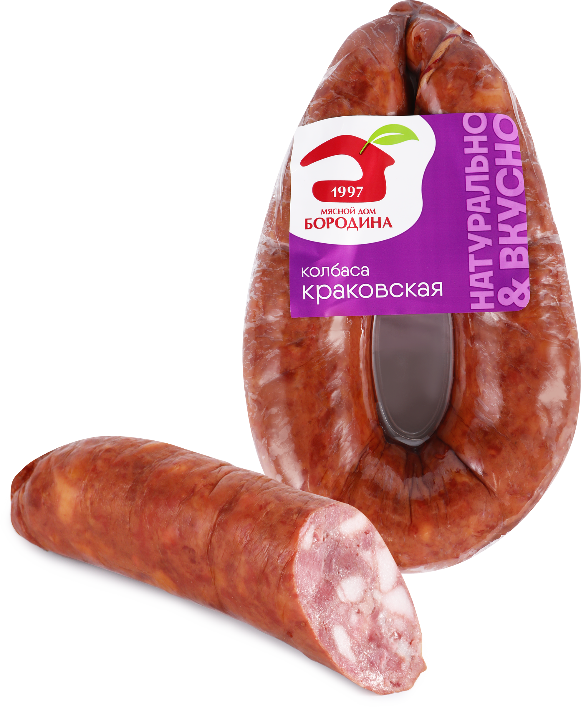 Изображение товара Колбаса полукопченая МД БОРОДИНА Краковская 400г категория Б свежий вкус