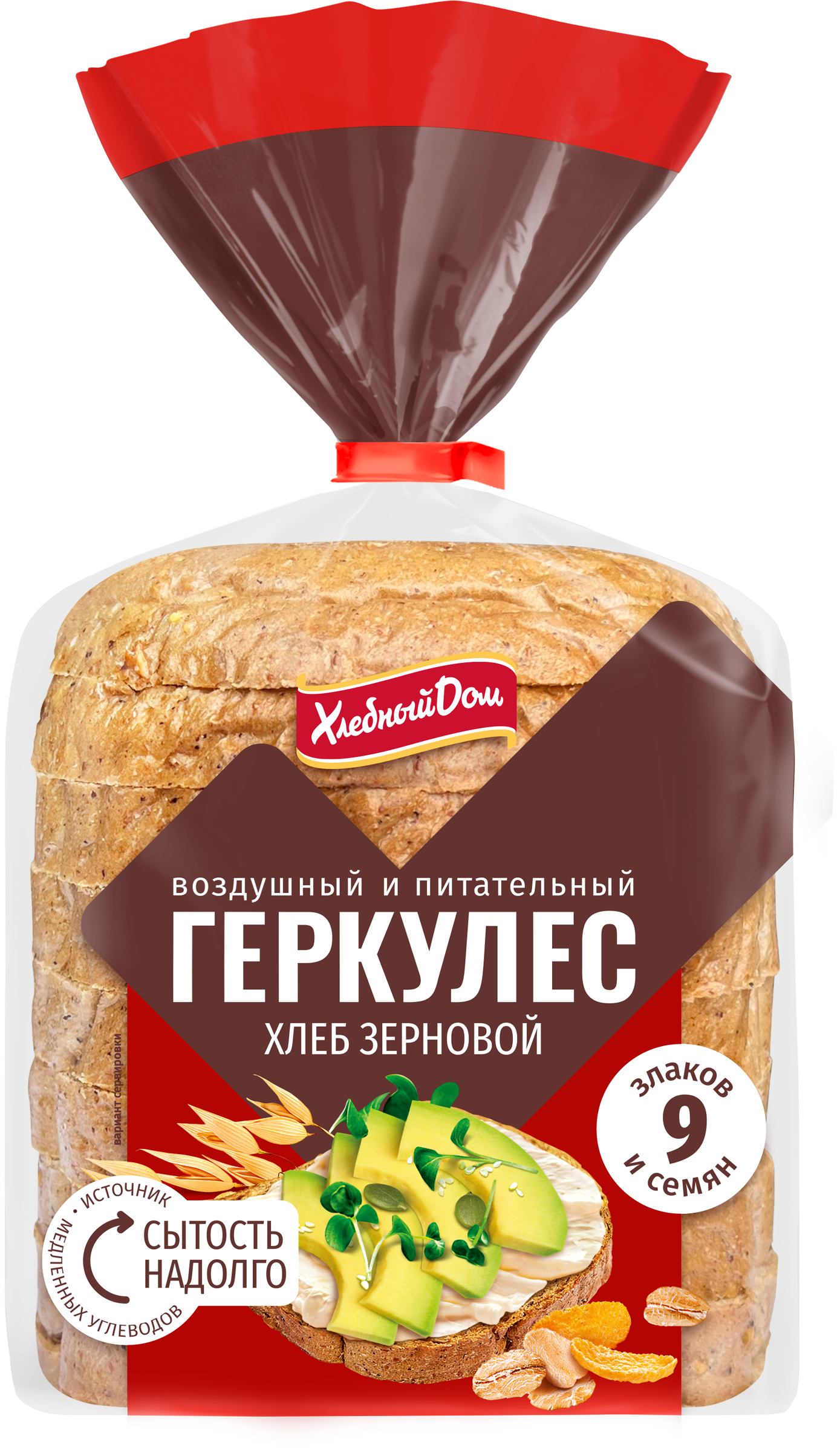 Изображение товара Хлеб зерновой ХЛЕБНЫЙ ДОМ Геркулес, в нарезке, половинка, 250г