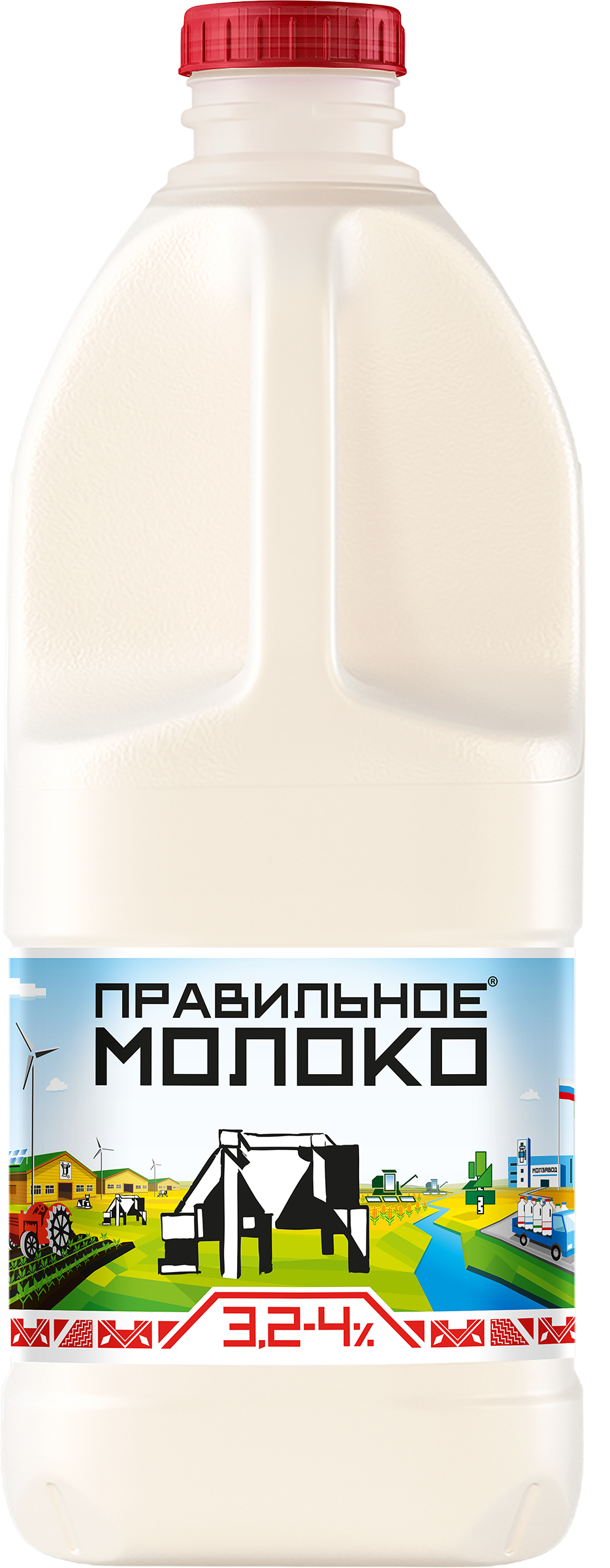 Изображение товара Молоко пастеризованное ПРАВИЛЬНОЕ МОЛОКО 3,2–4%, без змж, 2000мл