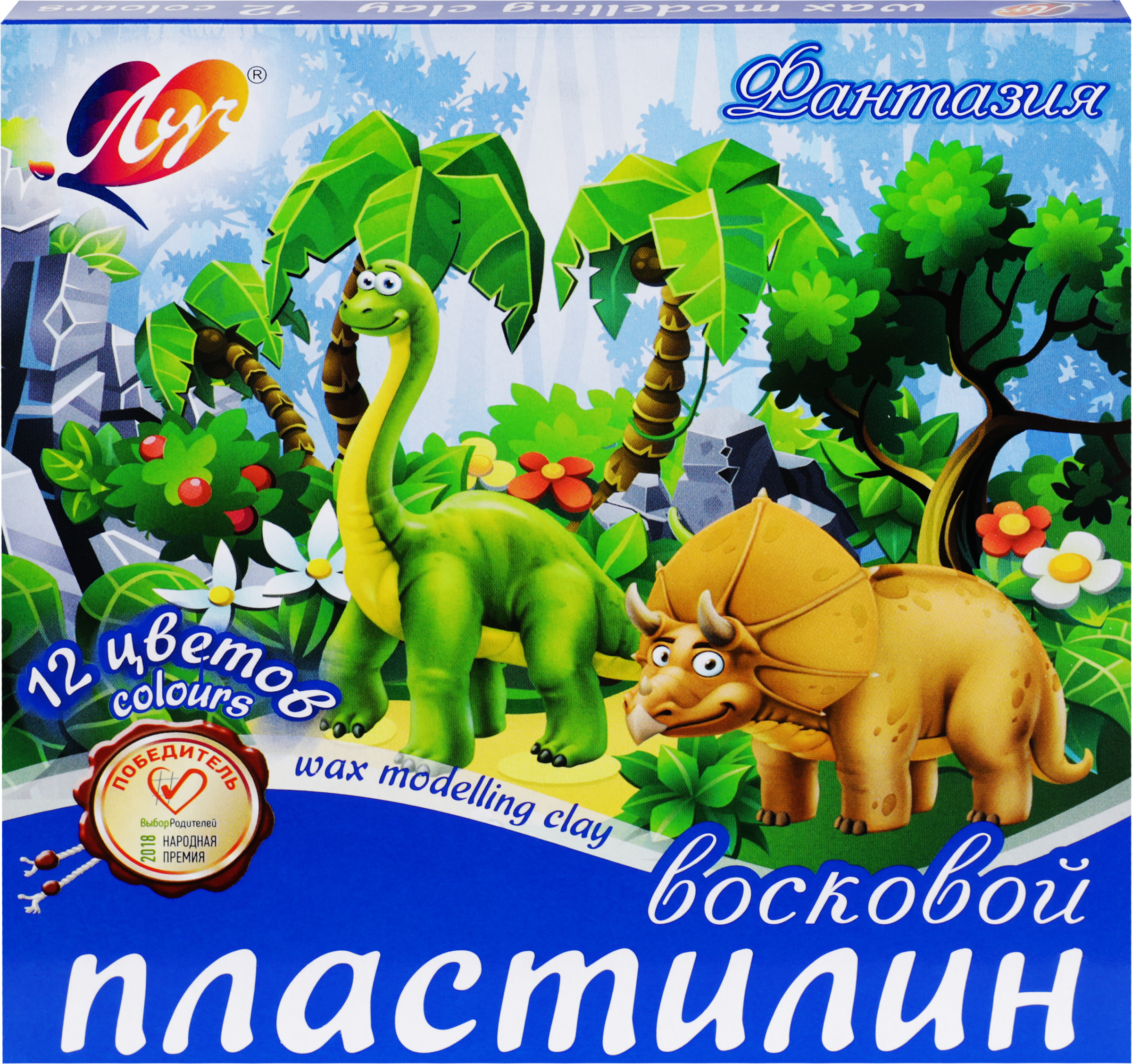 Изображение товара Пластилин восковой ЛУЧ Фантазия 12 цветов для детского творчества