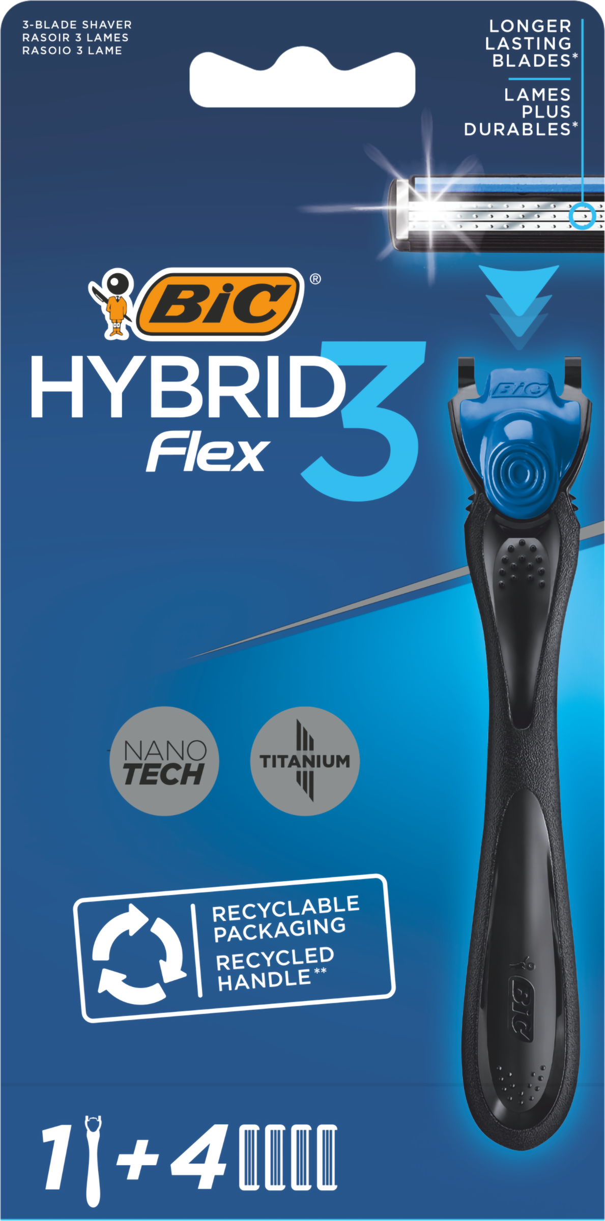 Изображение товара Бритва мужская BIC Hybrid 3 Flex с 4 сменными кассетами