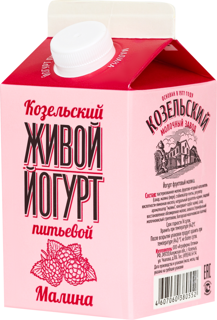 Изображение товара Йогурт питьевой КОЗЕЛЬСКОЕ МОЛОКО Малина 2,5%, без змж, 450г