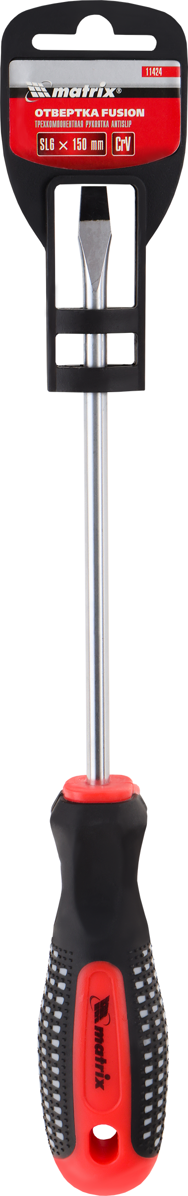 Изображение товара Отвертка MATRIX Fusion, SL6, 15см, CrV, 3-компонентная рукоятка anti slip Арт. 11424