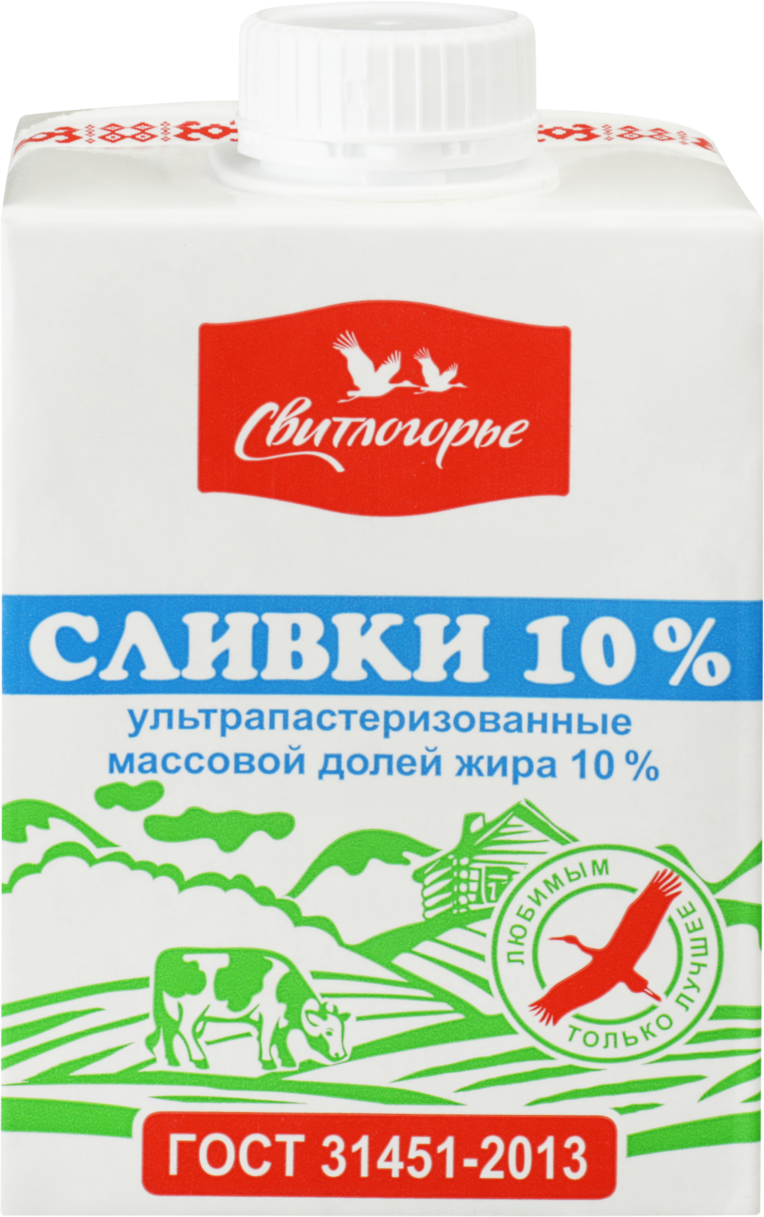 Изображение товара Сливки ультрапастеризованные СВИТЛОГОРЬЕ 10%, без змж, 500г