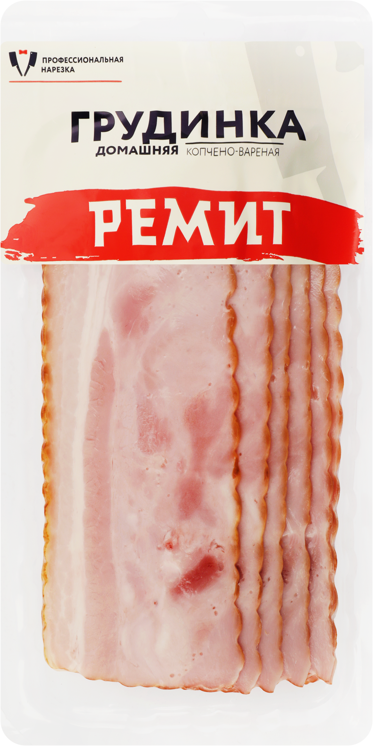 Изображение товара Грудинка копчено-вареная РЕМИТ Домашняя, нарезка, 150г