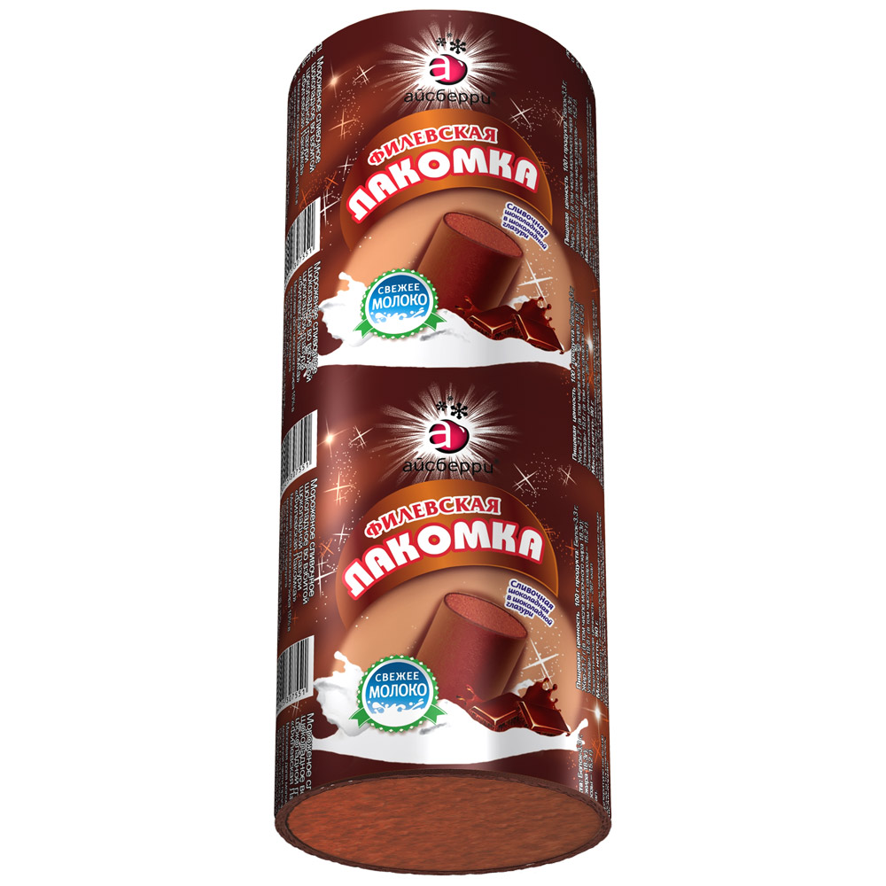Изображение товара Мороженое ФИЛЕВСКОЕ Филевская лакомка сливочное шоколадное во взбитой шоколадной глазури 10%, беззмж, трубочка, 90г